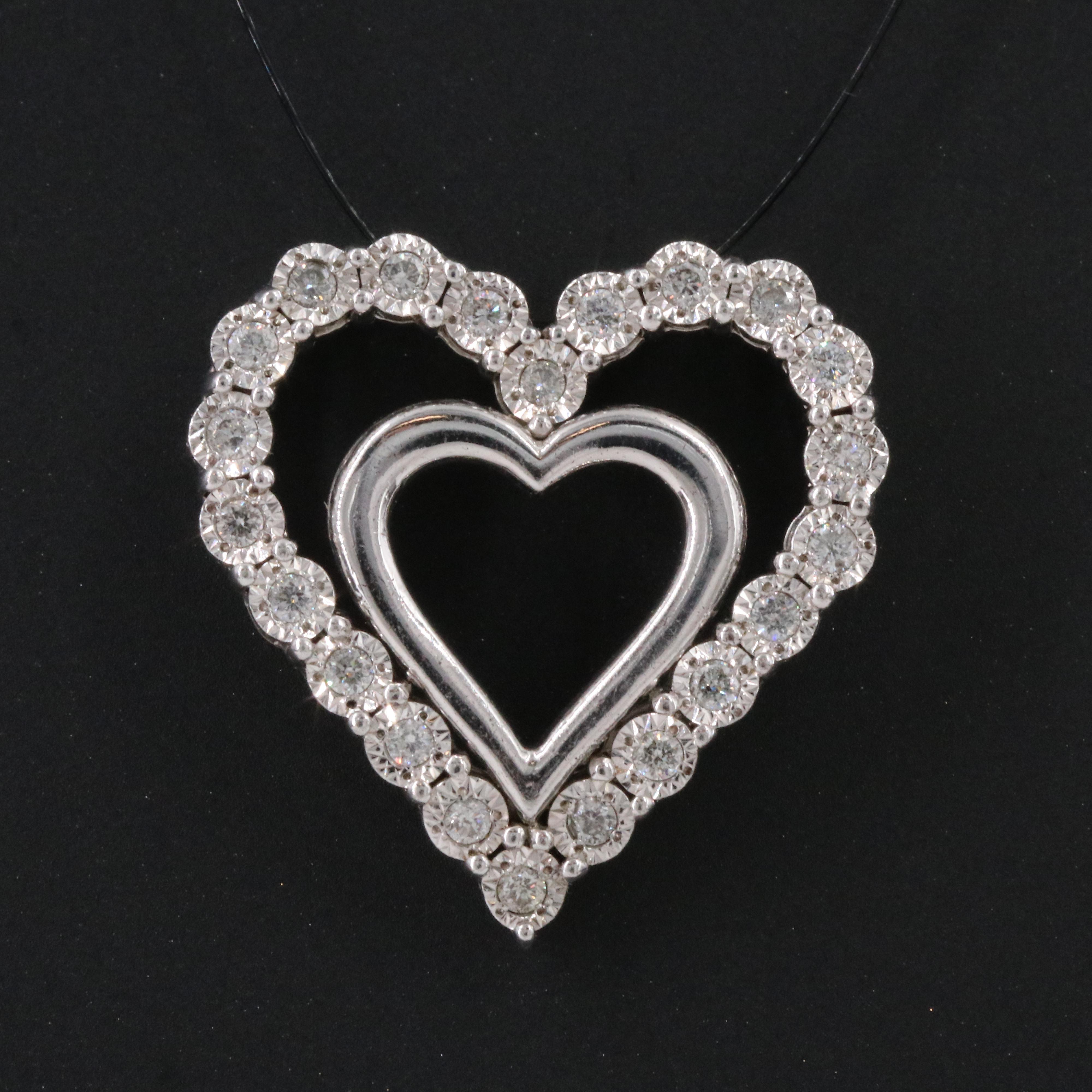 Sterling Diamond Heart Pendant