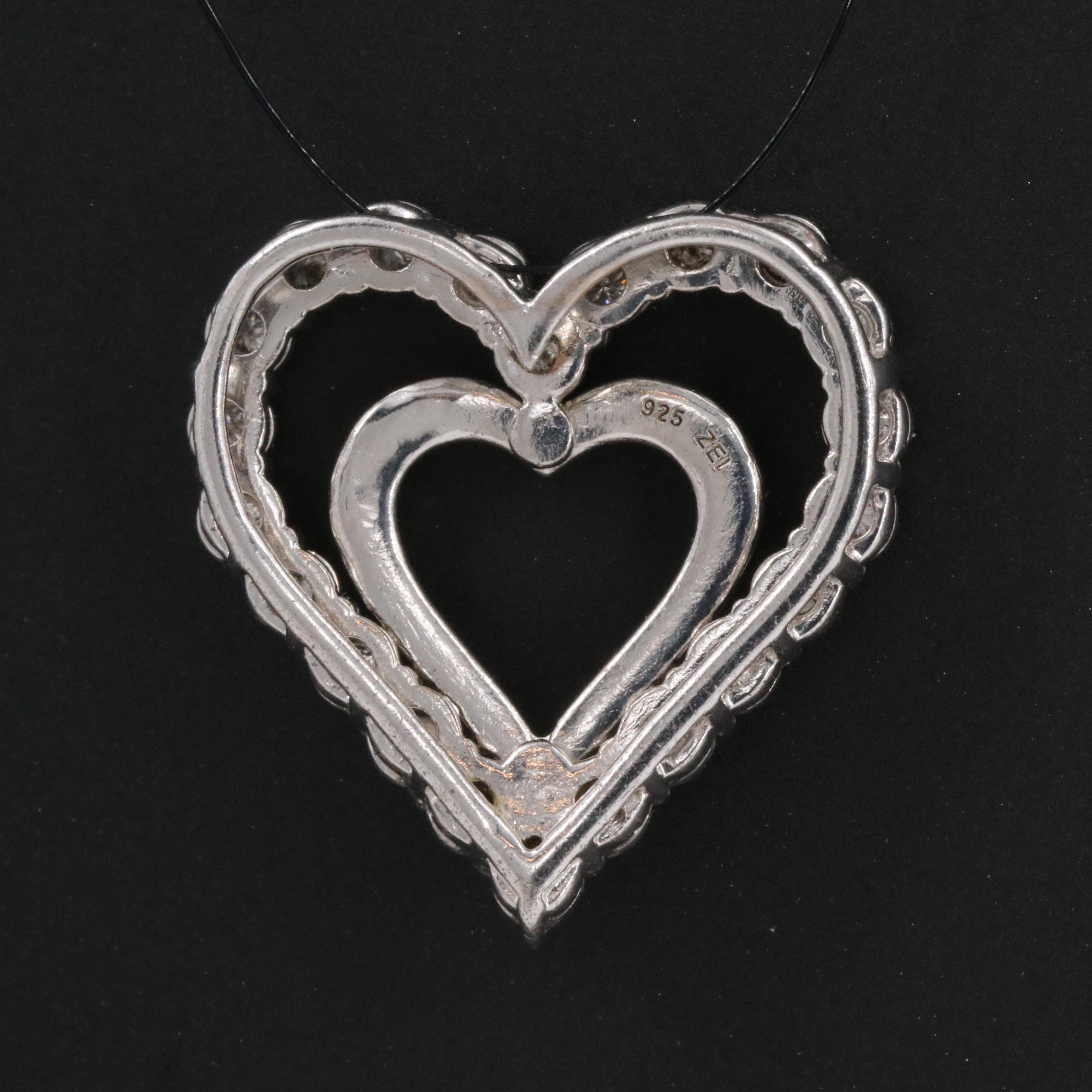 Sterling Diamond Heart Pendant