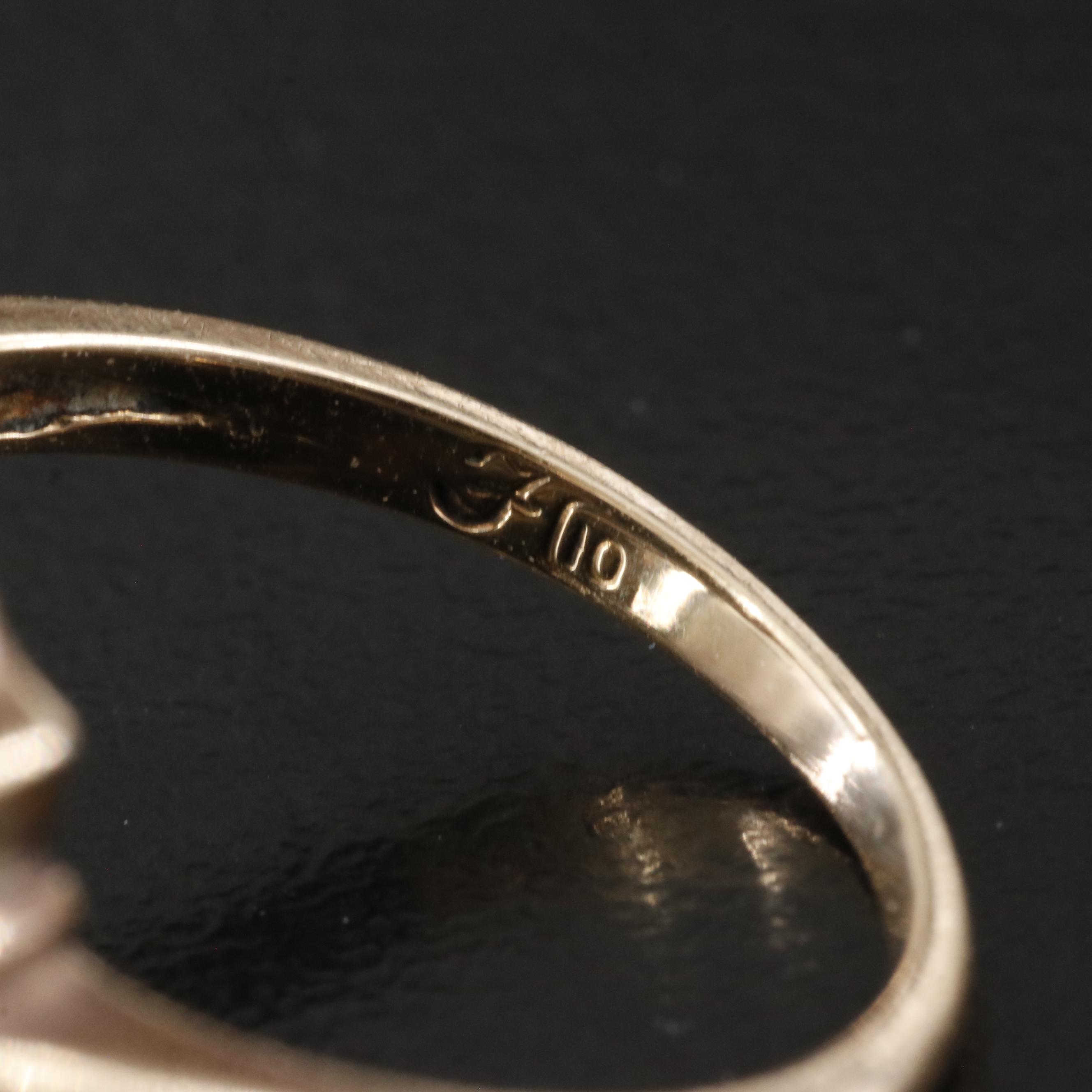 Vintage 10K Black Onyx and Diamond Ring