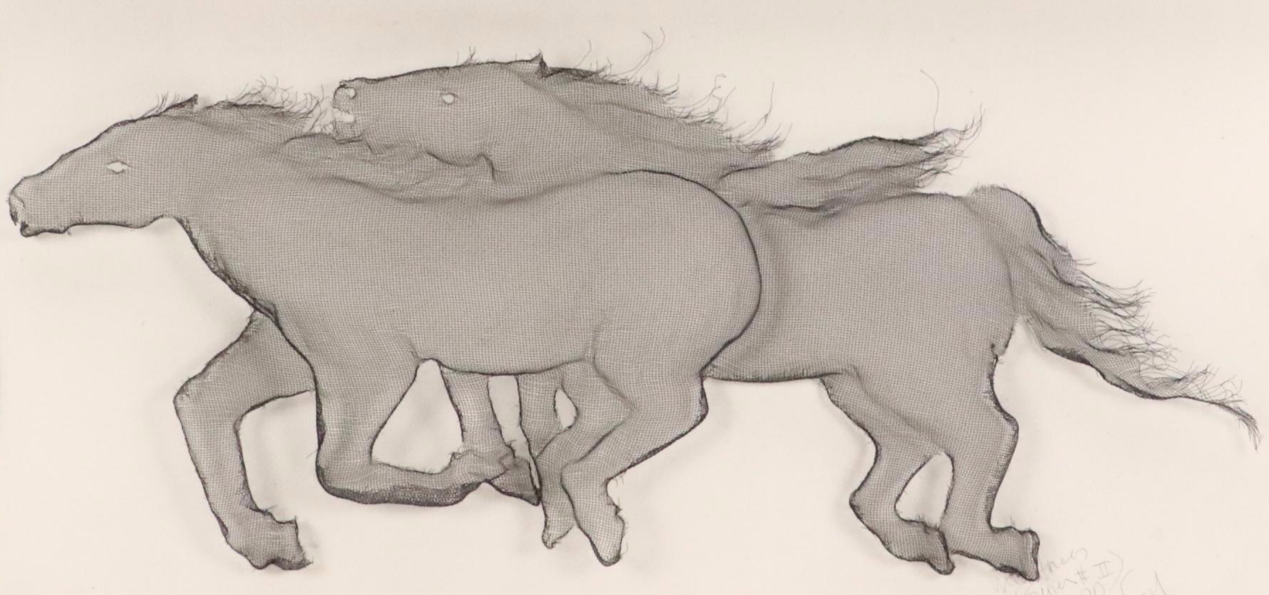 Equine Screen Sculpture Wall Relief Panel "Wild Horses," 2005