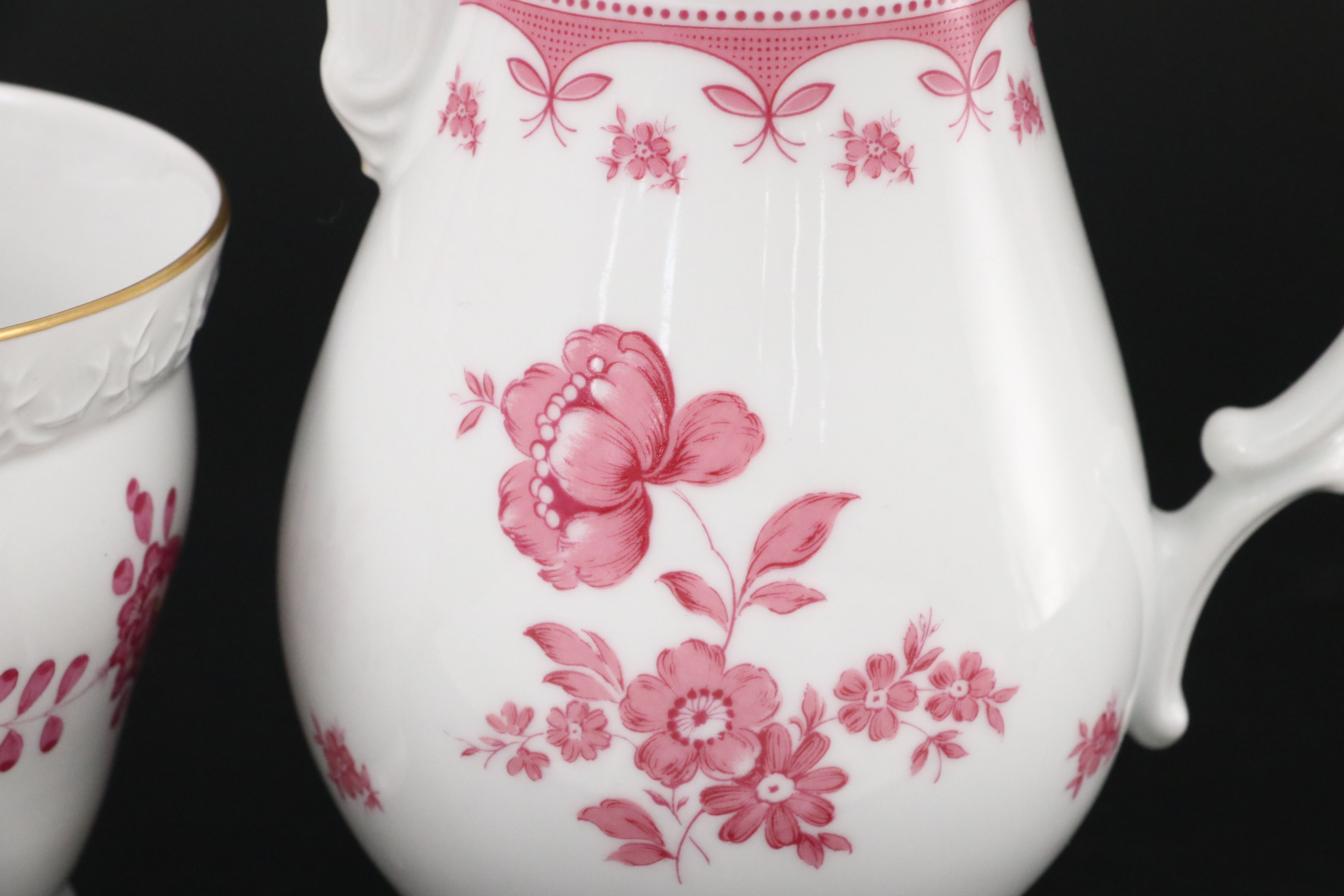 Meissen Porcelain Tray and Bowl with Other European Pink Floral Tableware