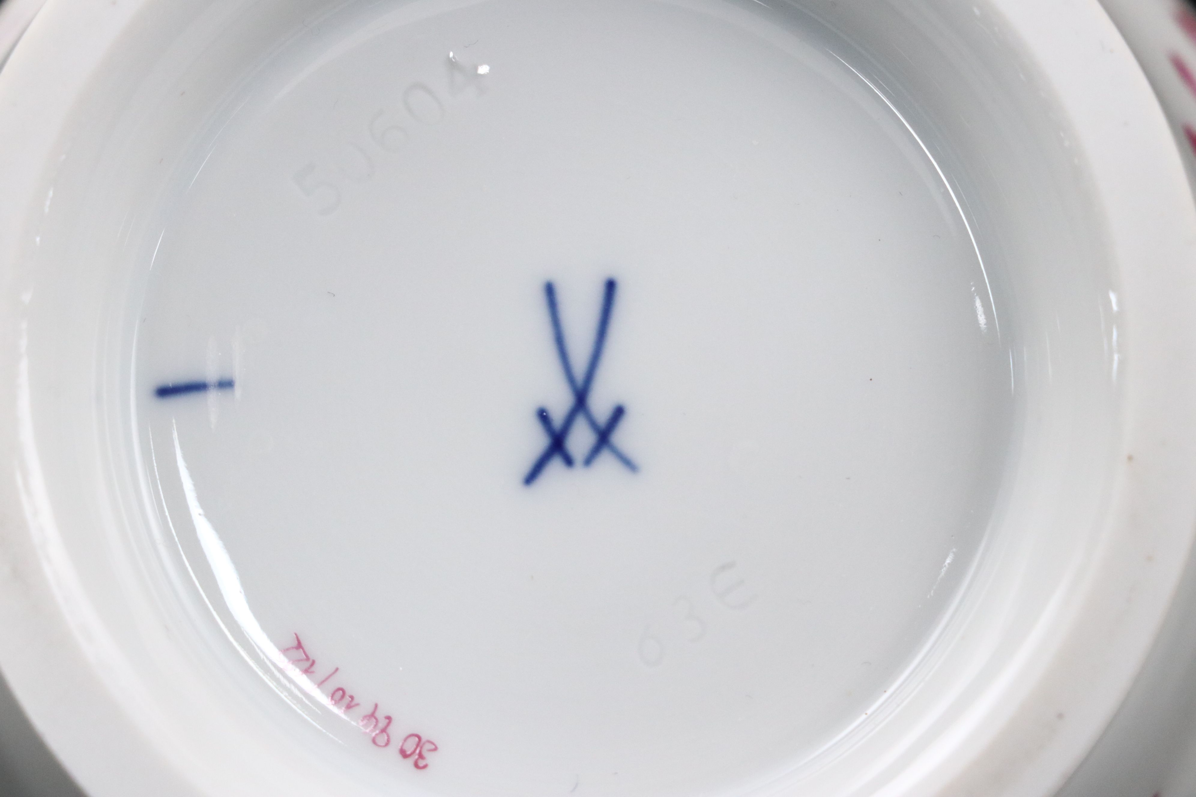 Meissen Porcelain Tray and Bowl with Other European Pink Floral Tableware