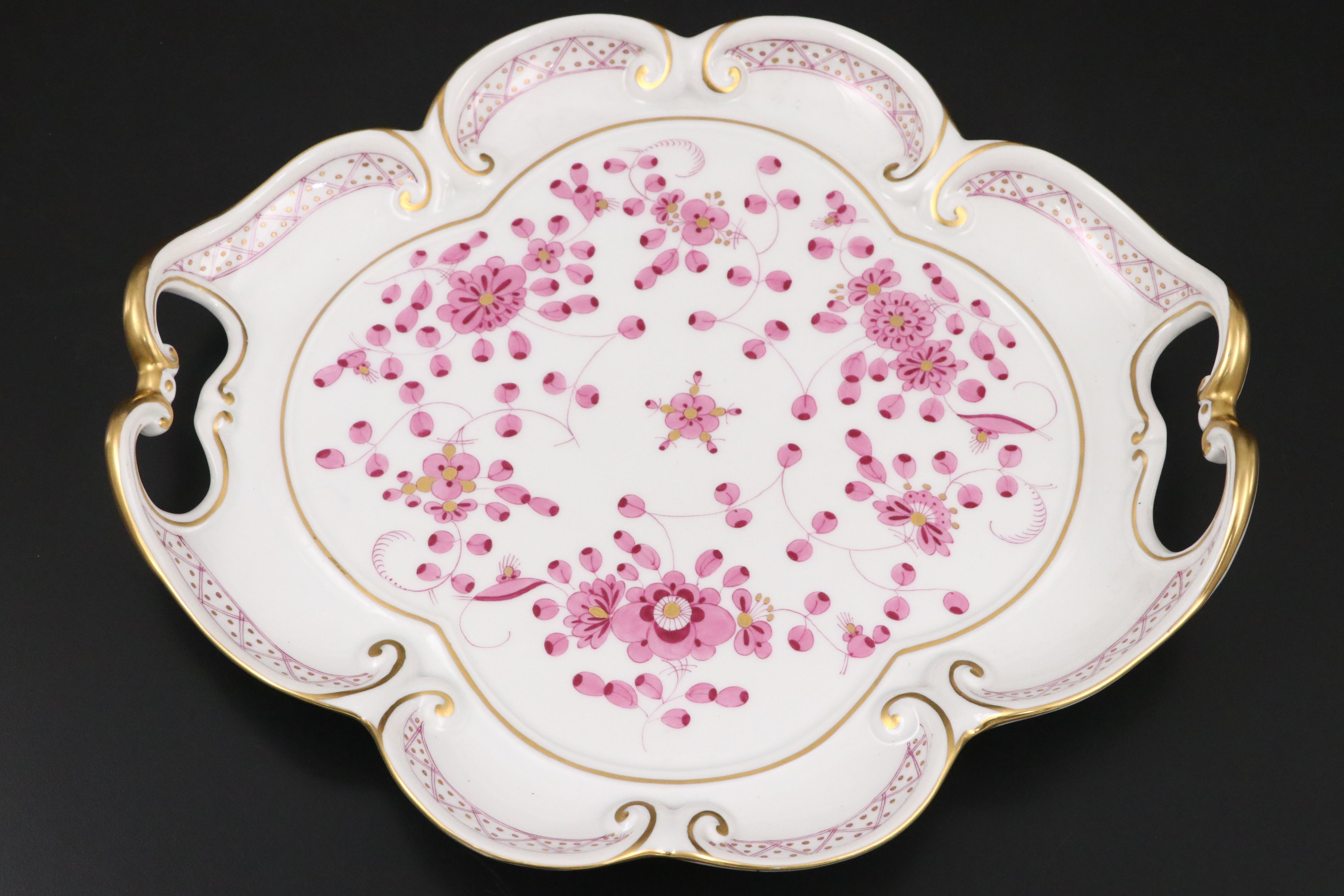 Meissen Porcelain Tray and Bowl with Other European Pink Floral Tableware