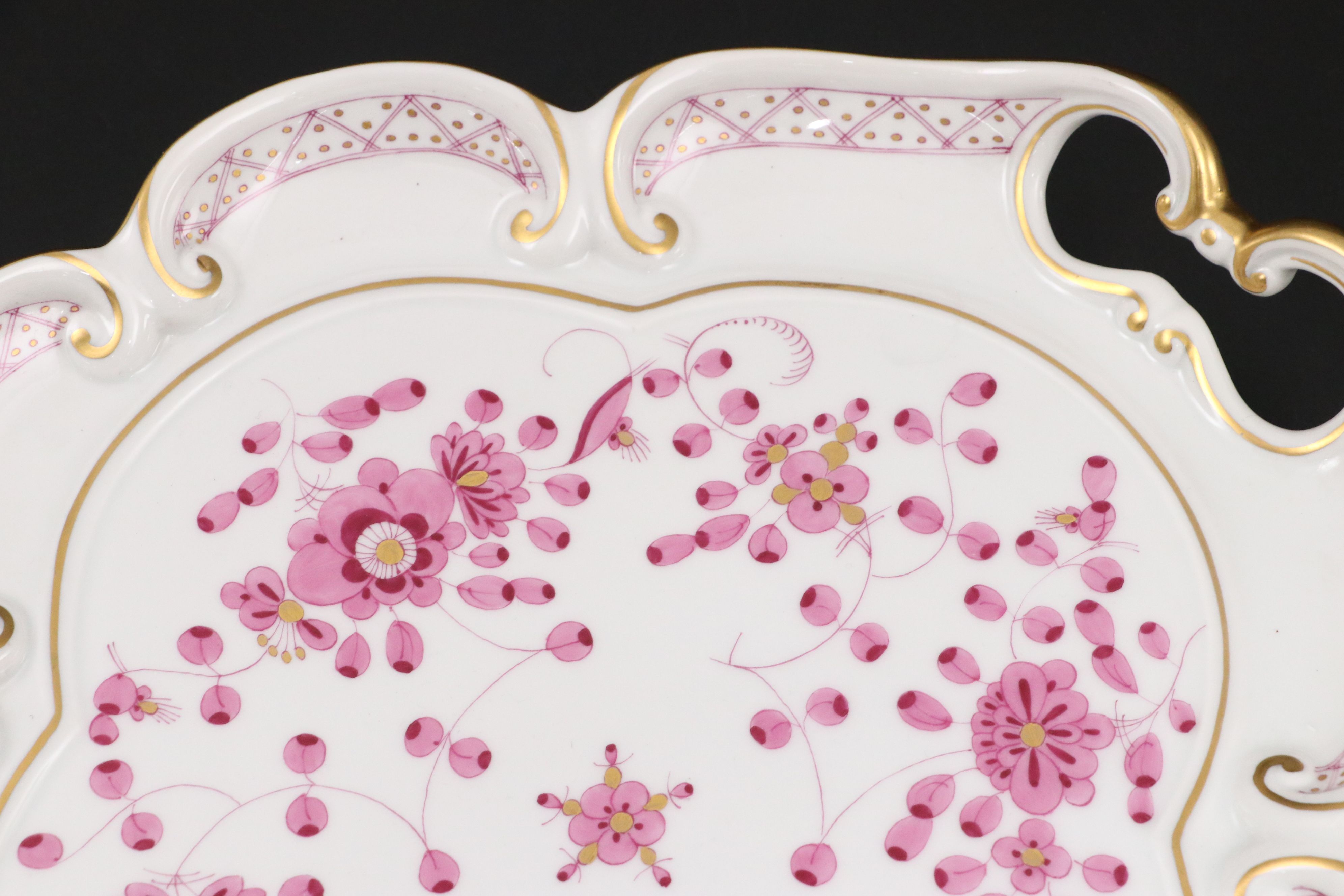 Meissen Porcelain Tray and Bowl with Other European Pink Floral Tableware