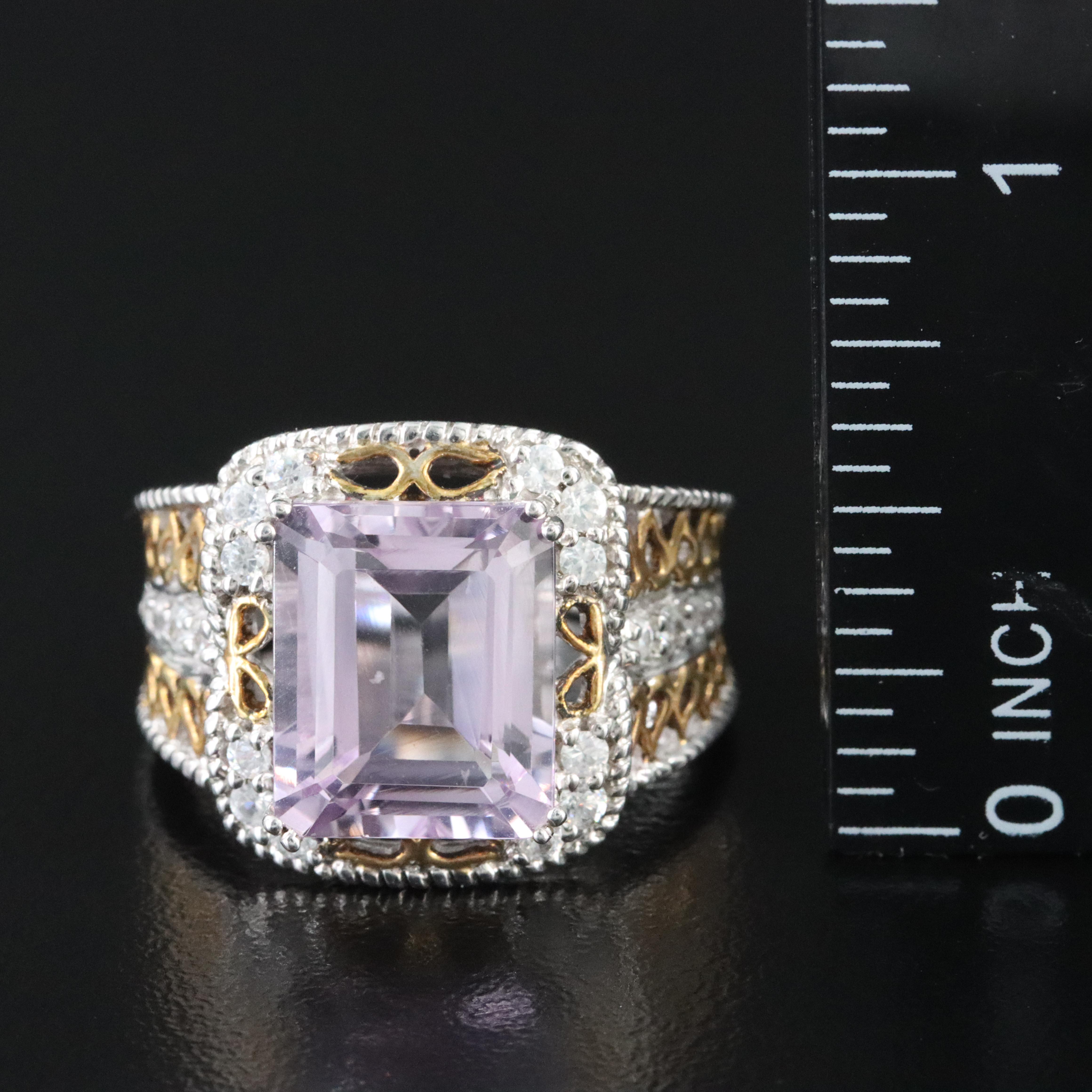 Sterling Amethyst and White Zircon Ring