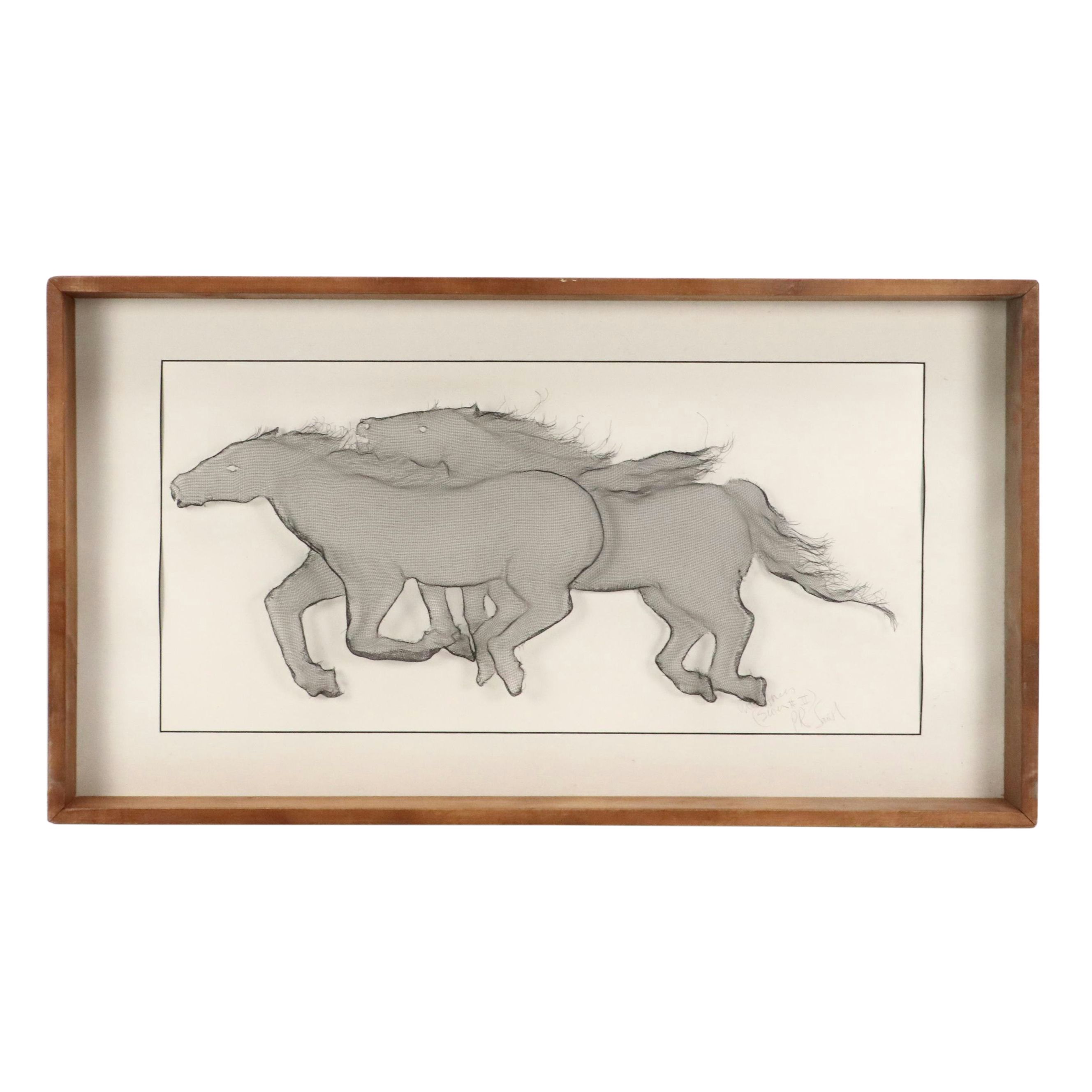 Equine Screen Sculpture Wall Relief Panel "Wild Horses," 2005