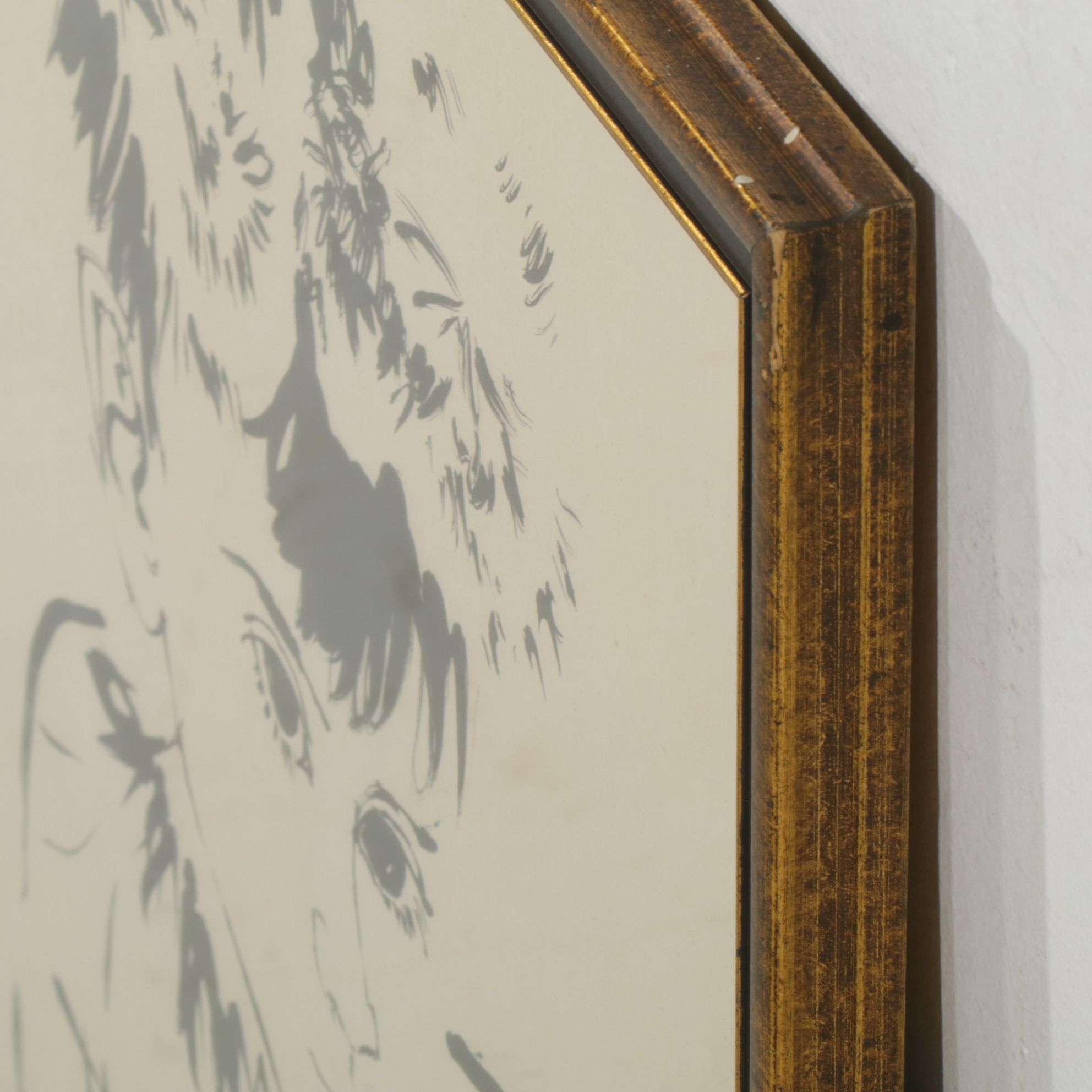 Moshe Gat Line Drawn Lithograph Portrait of Young Girl, Late 20th Century