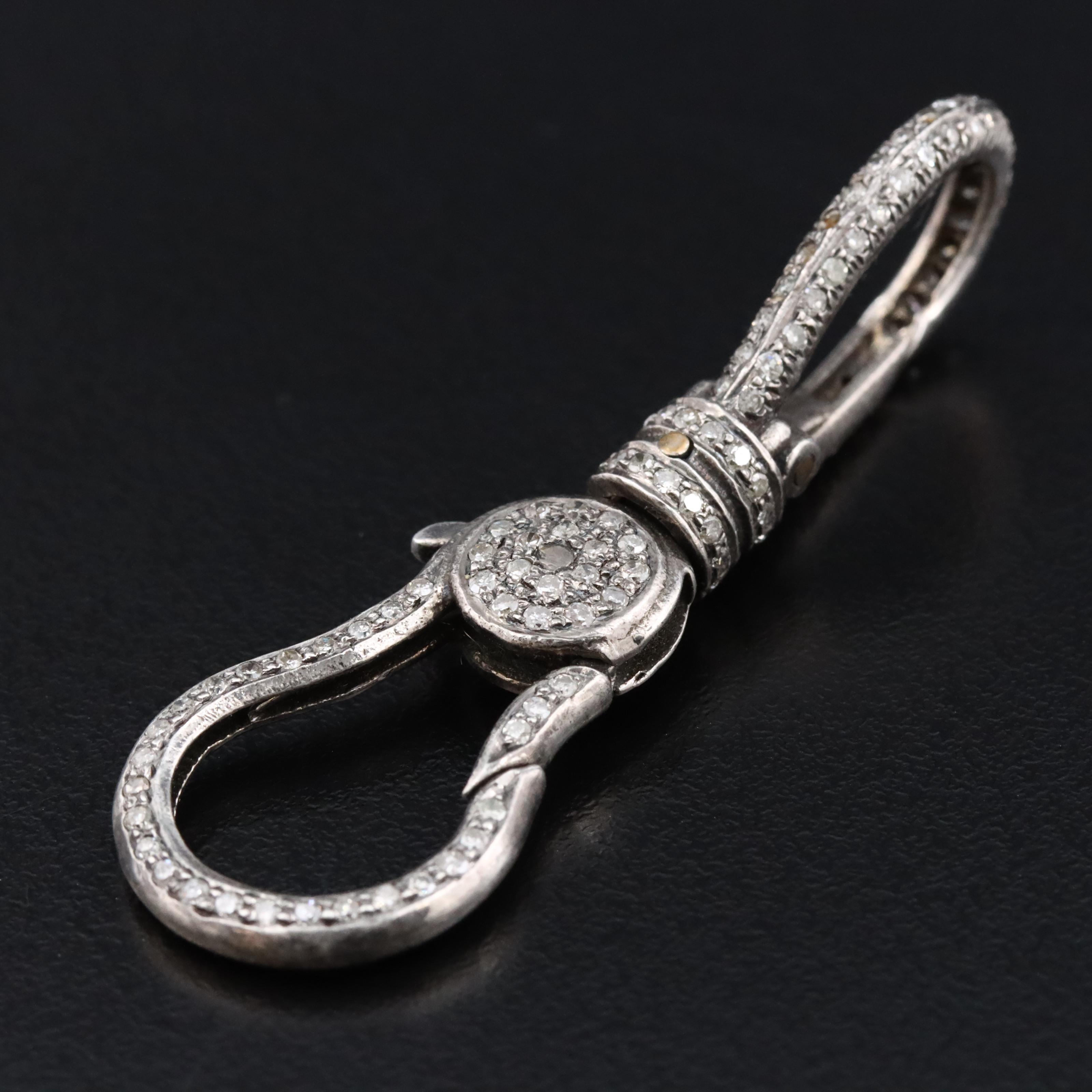 Sterling Diamond Double Sided Fob Clasp