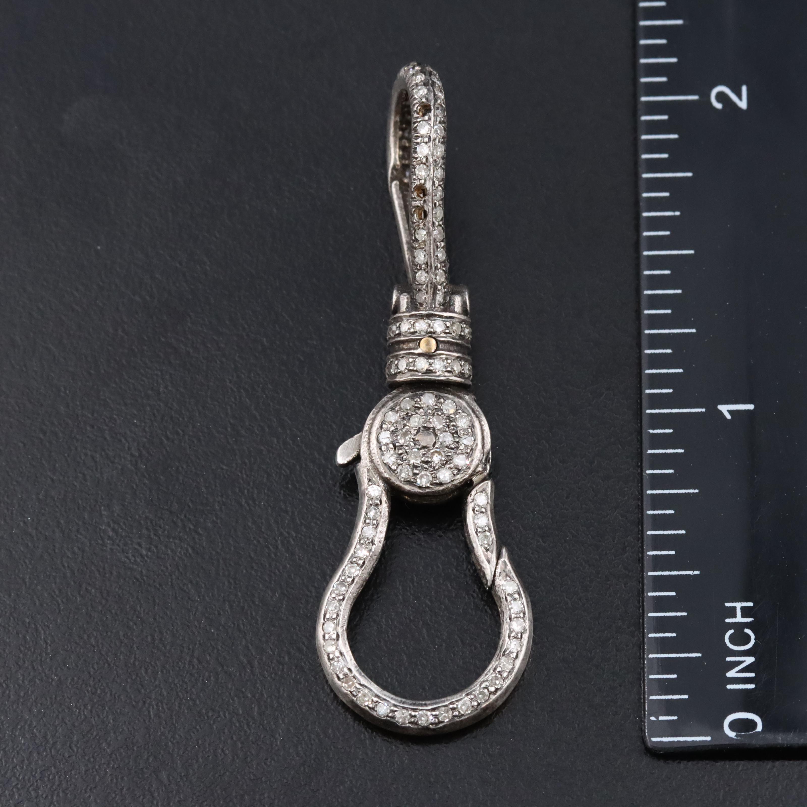 Sterling Diamond Double Sided Fob Clasp