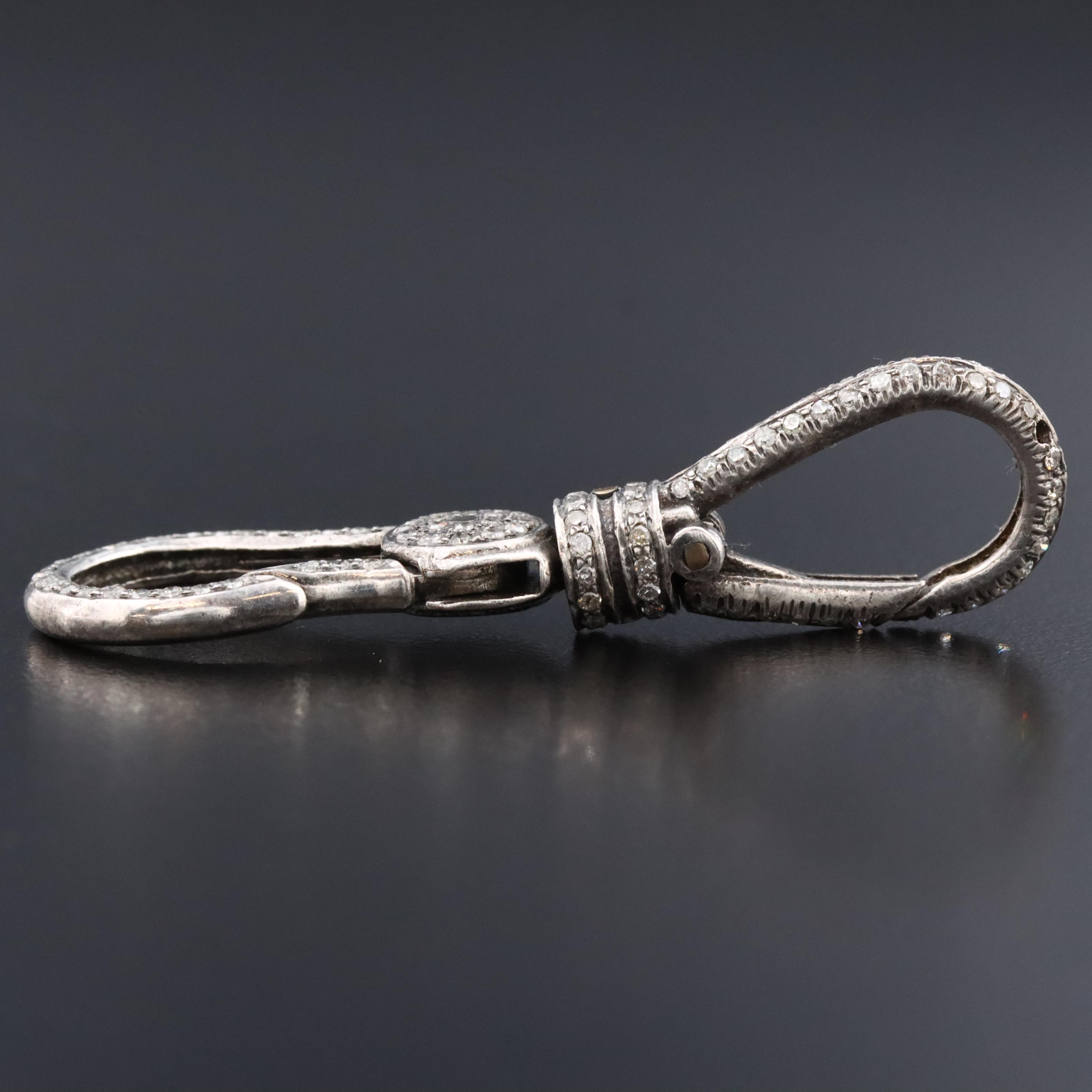 Sterling Diamond Double Sided Fob Clasp
