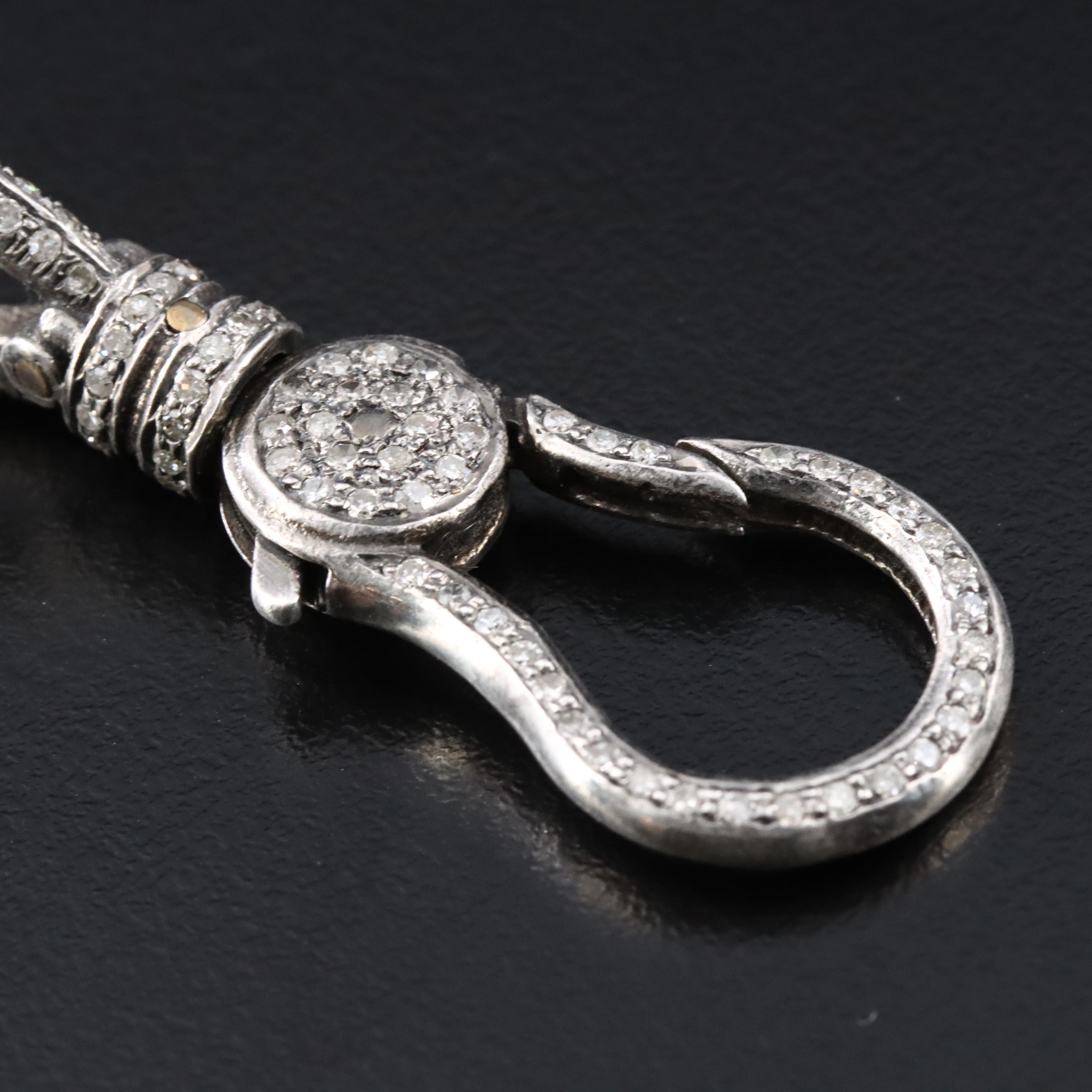 Sterling Diamond Double Sided Fob Clasp