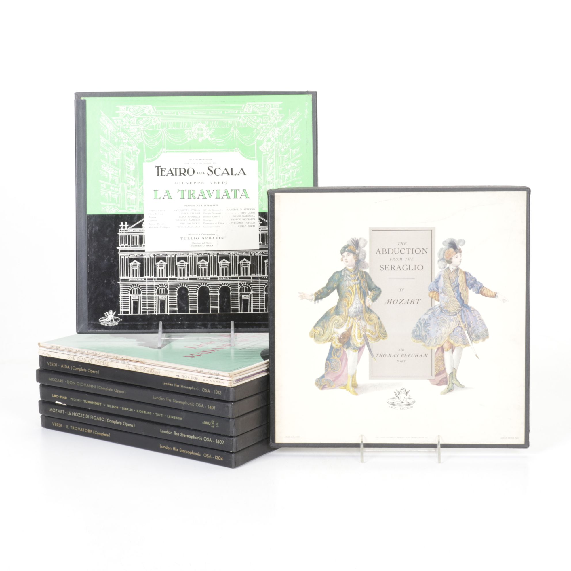 "La Traviata" and "Abduction from the Seraglio" in Opera Vinyl Record Boxes