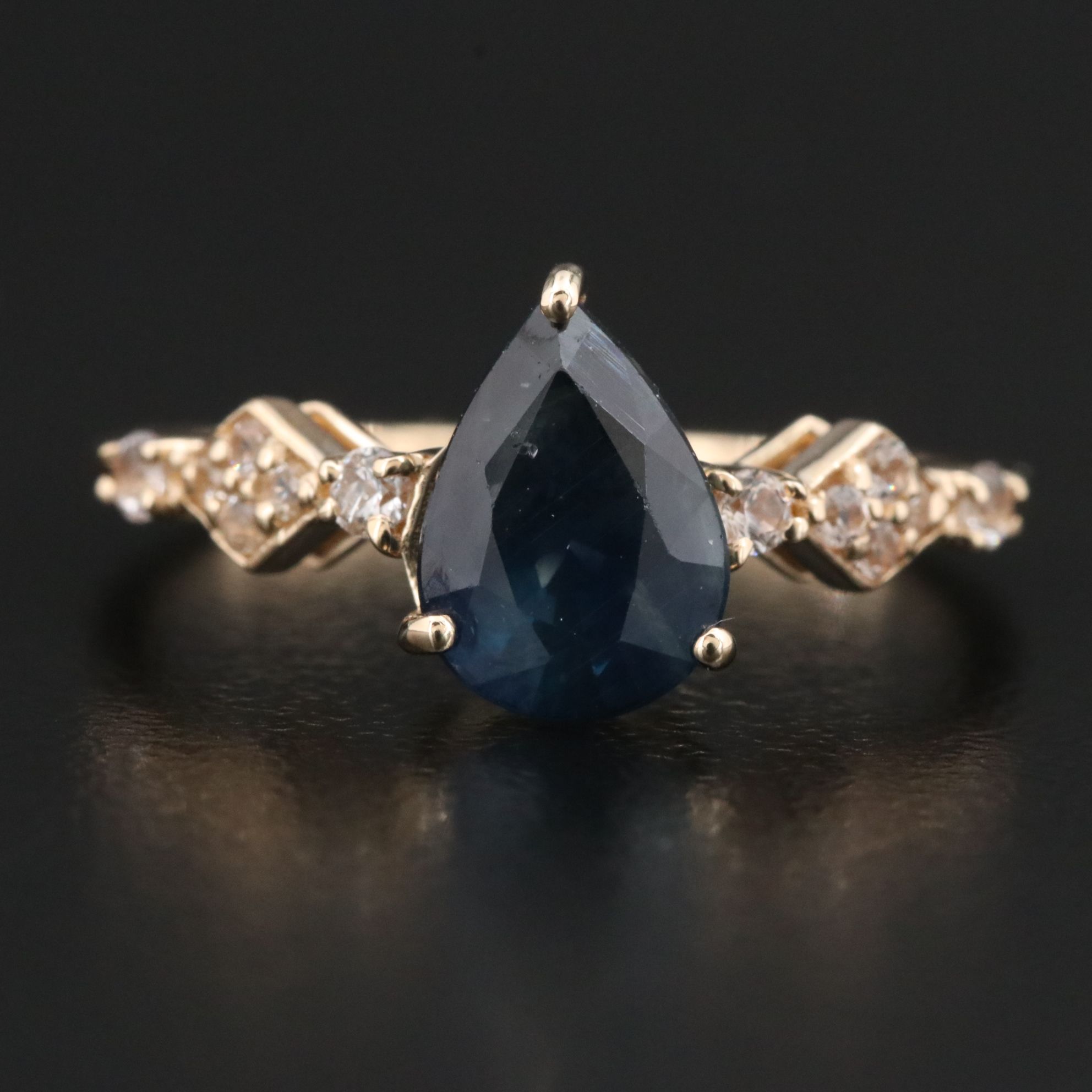 14K 1.73 CT Blue and White Sapphire Ring