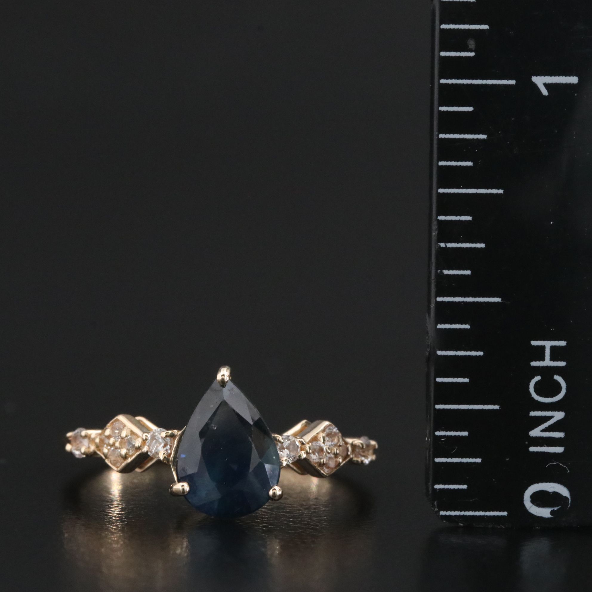 14K 1.73 CT Blue and White Sapphire Ring