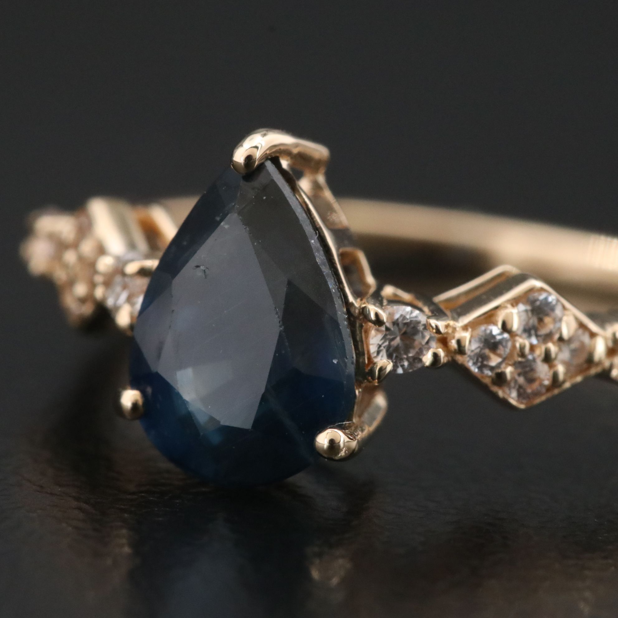 14K 1.73 CT Blue and White Sapphire Ring
