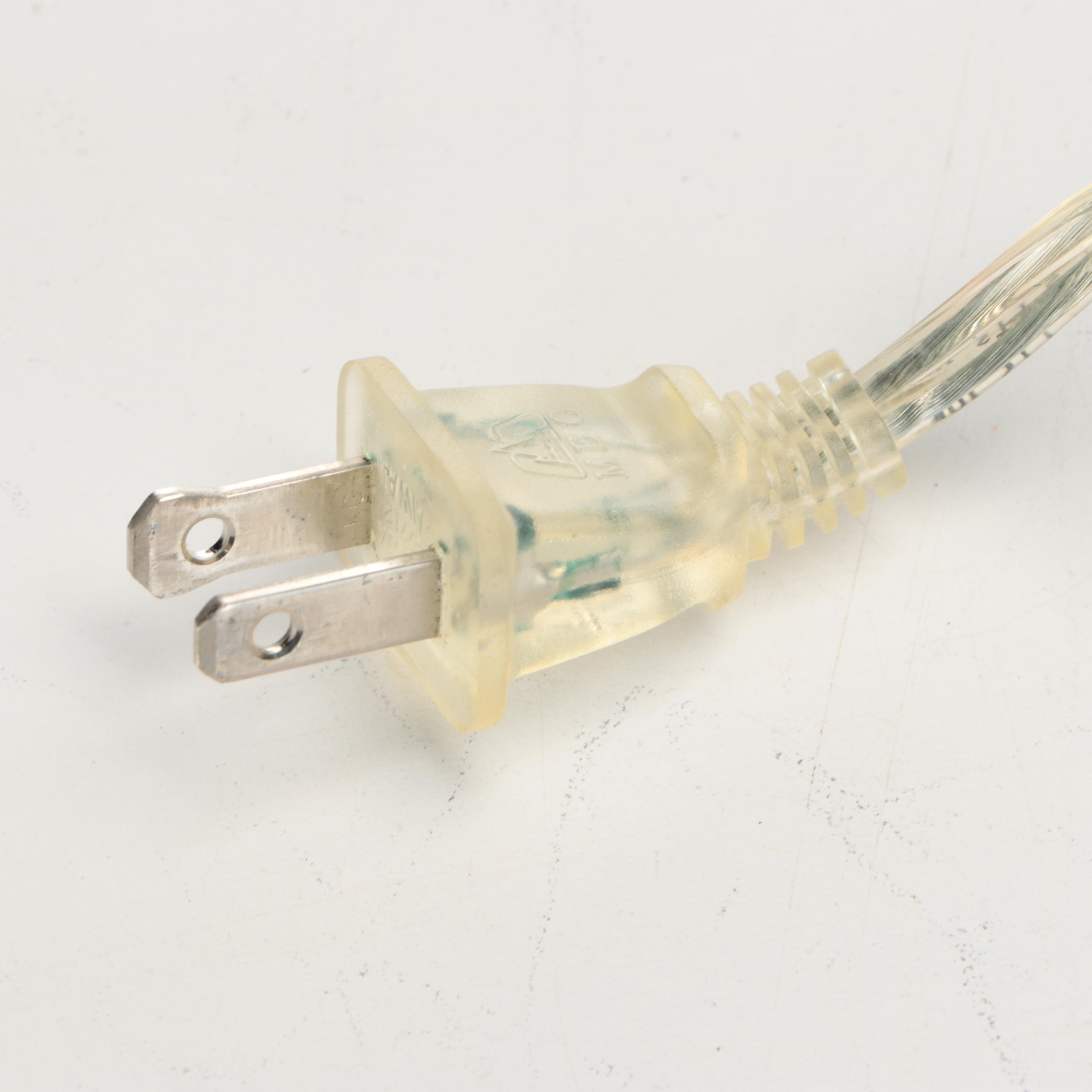 Black Ribbed Metal Table Lamp with Burlap Shade