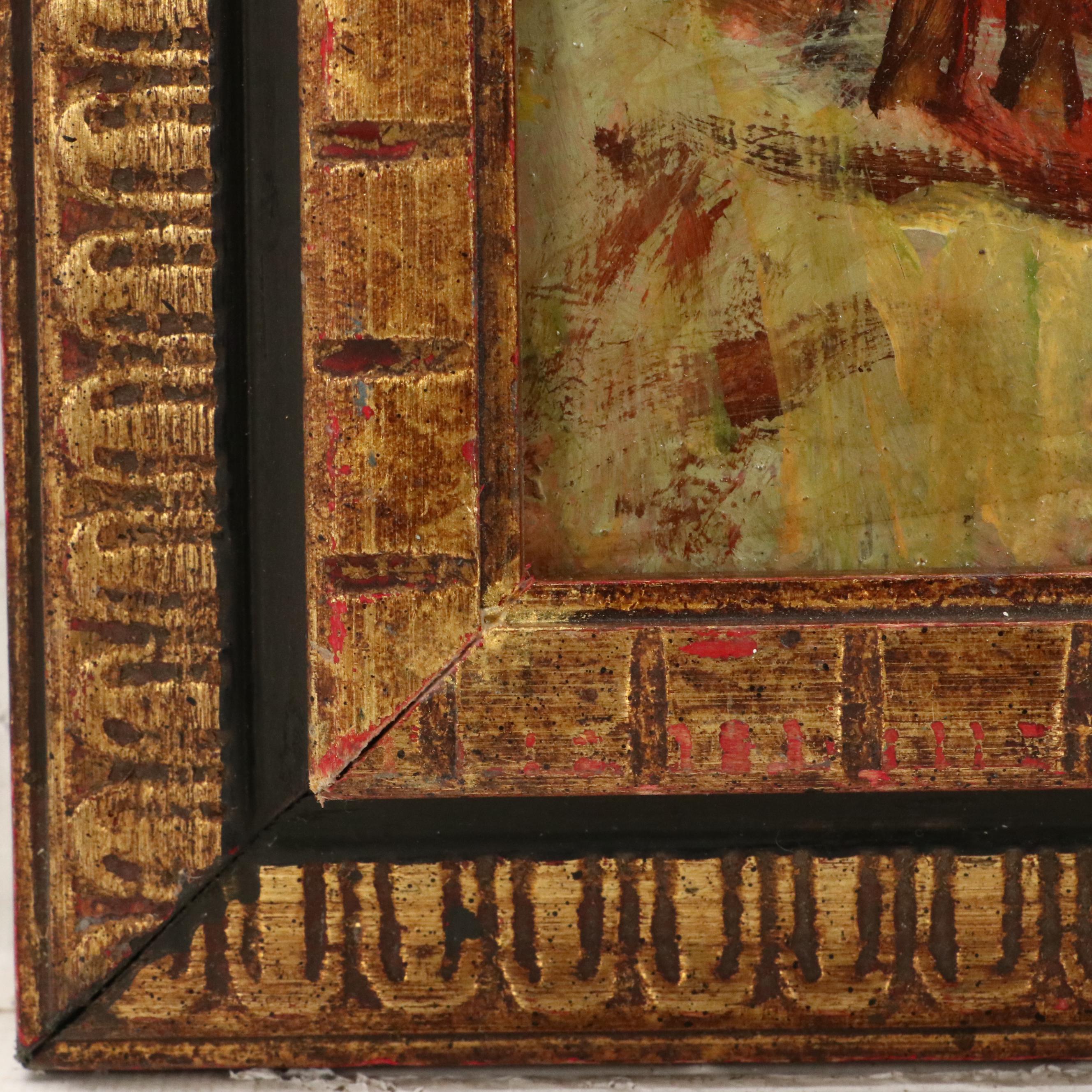 Portrait Oil on Board Painting of Young Woman, 20th Century