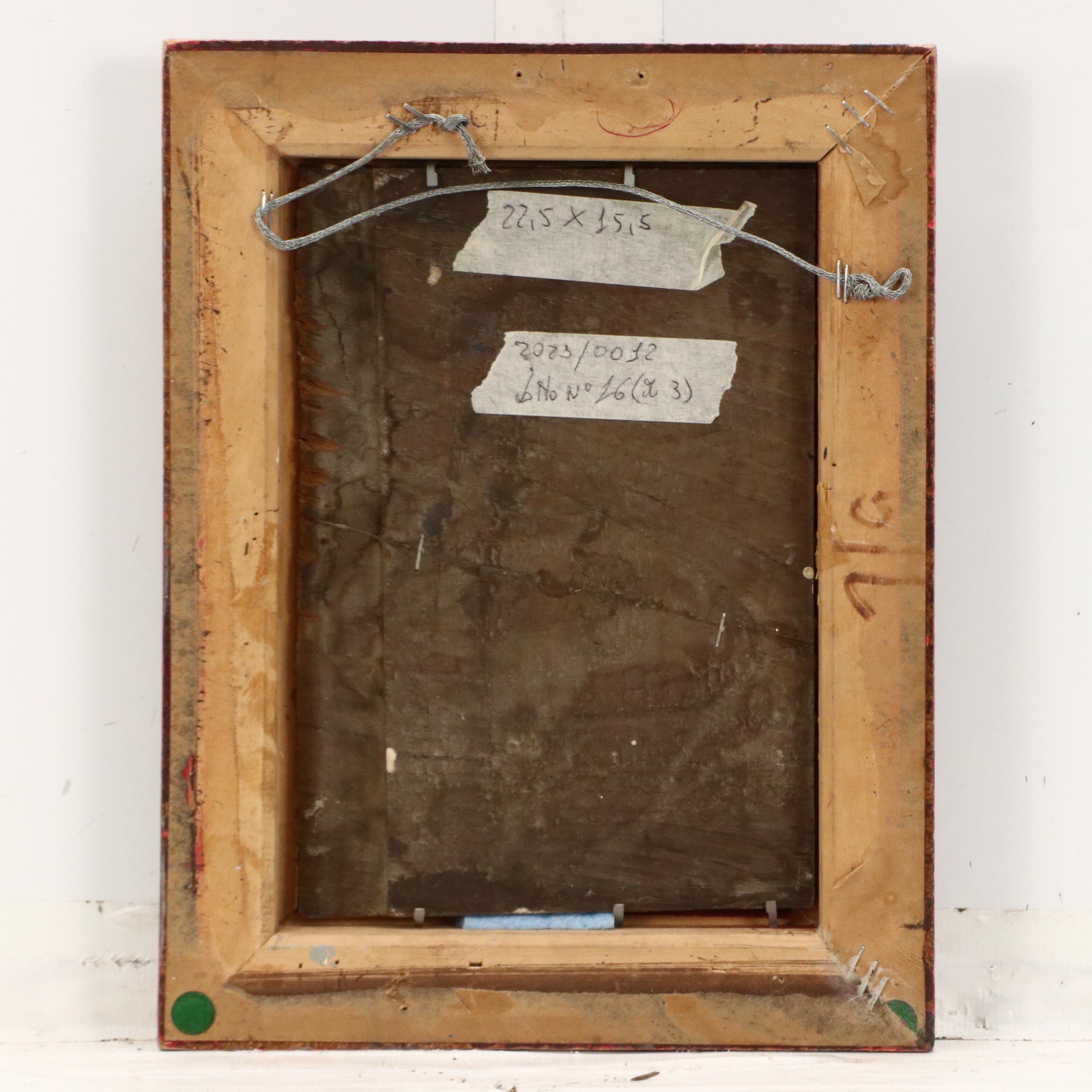 Portrait Oil on Board Painting of Young Woman, 20th Century