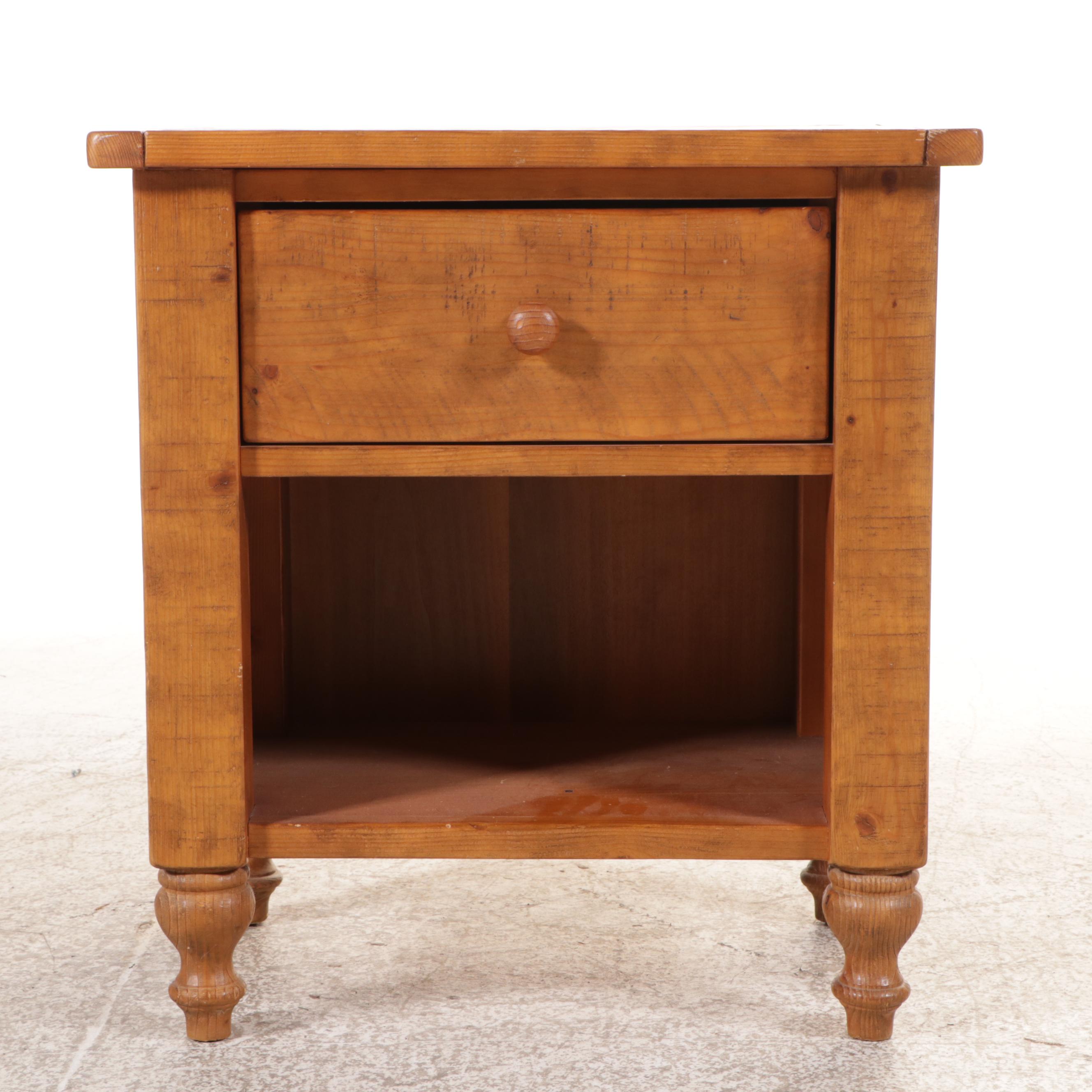 Pottery Barn "Ashby" Pine Full Size Bed Frame and Nightstand