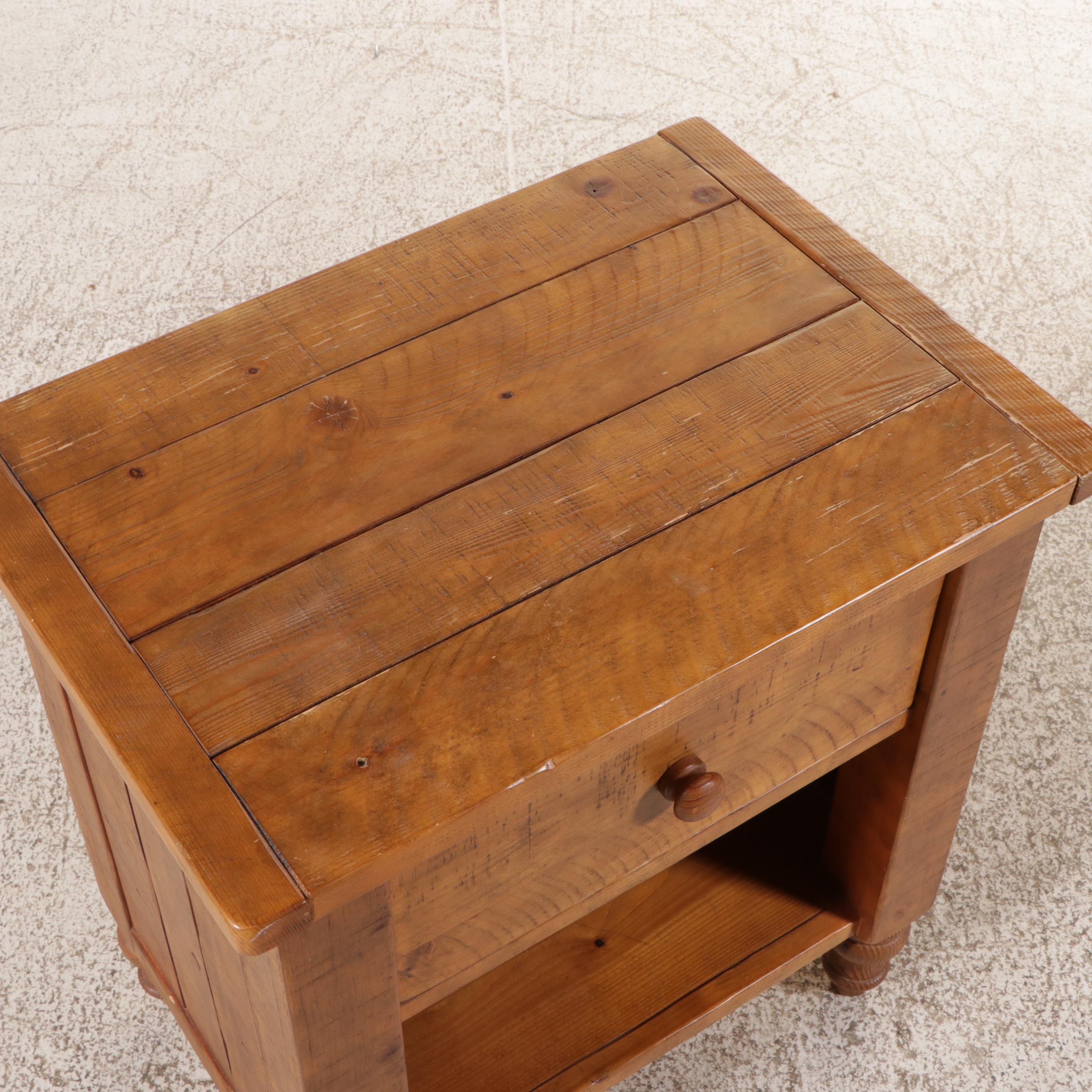 Pottery Barn "Ashby" Pine Full Size Bed Frame and Nightstand