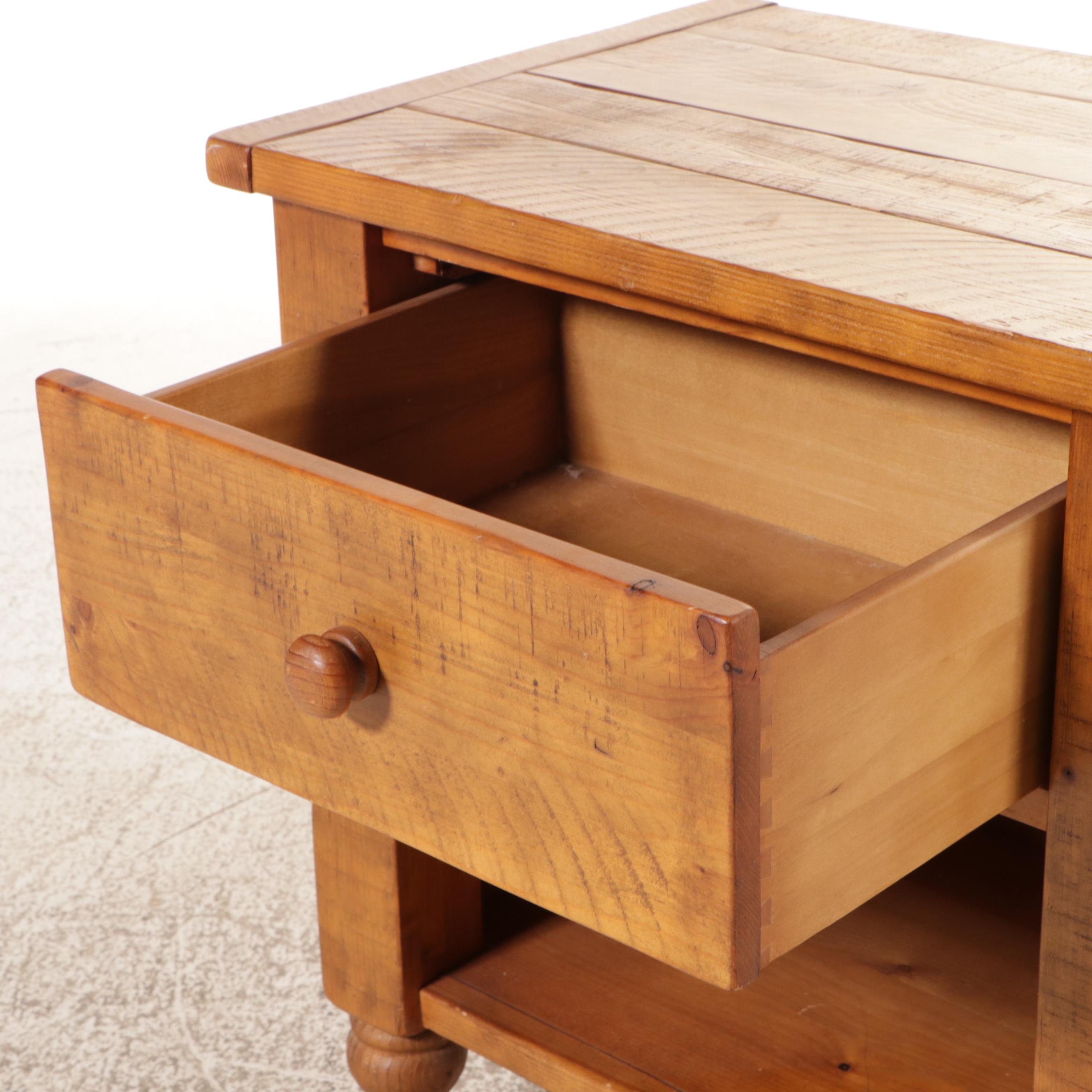 Pottery Barn "Ashby" Pine Full Size Bed Frame and Nightstand