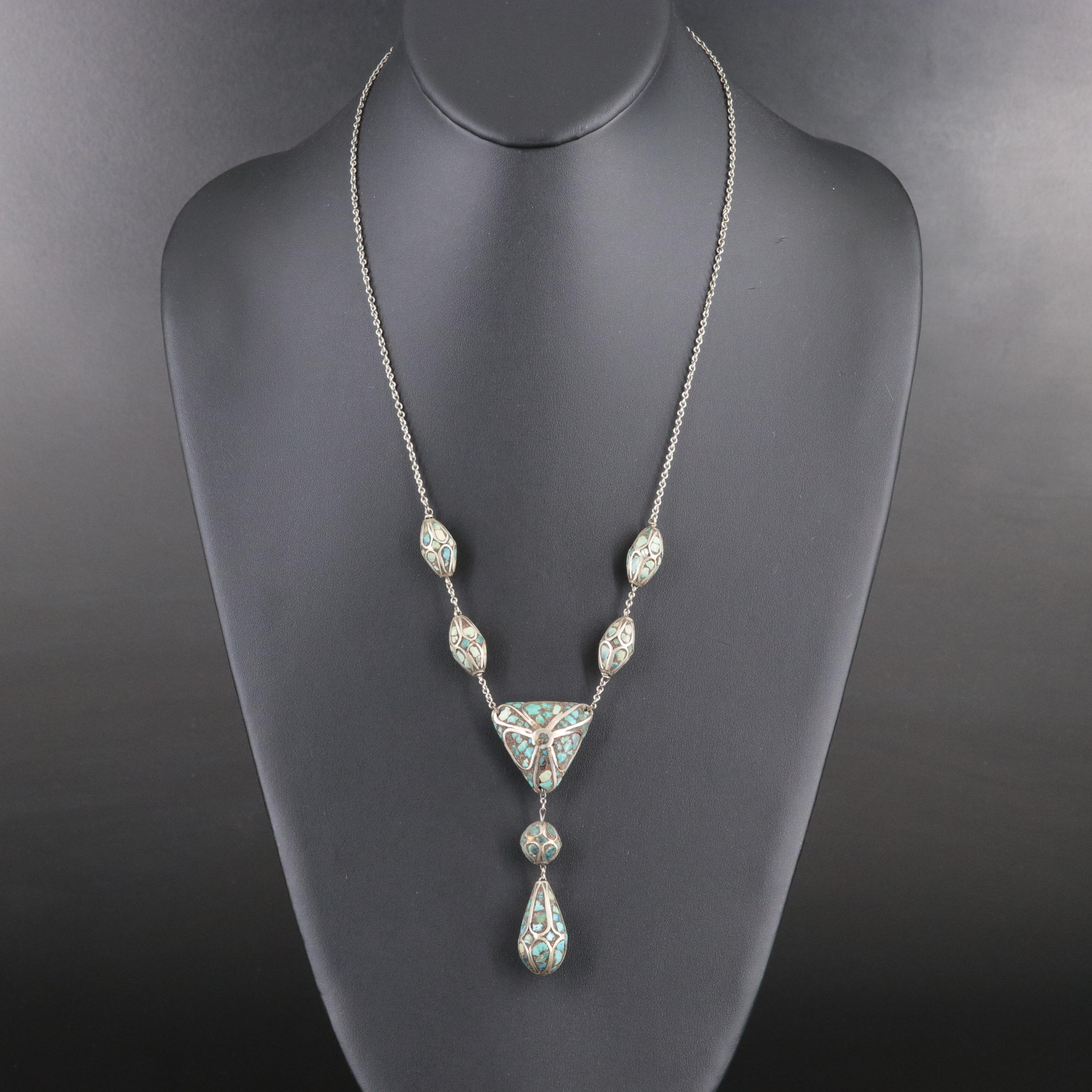 Indian Chip Stone Lariat Necklace