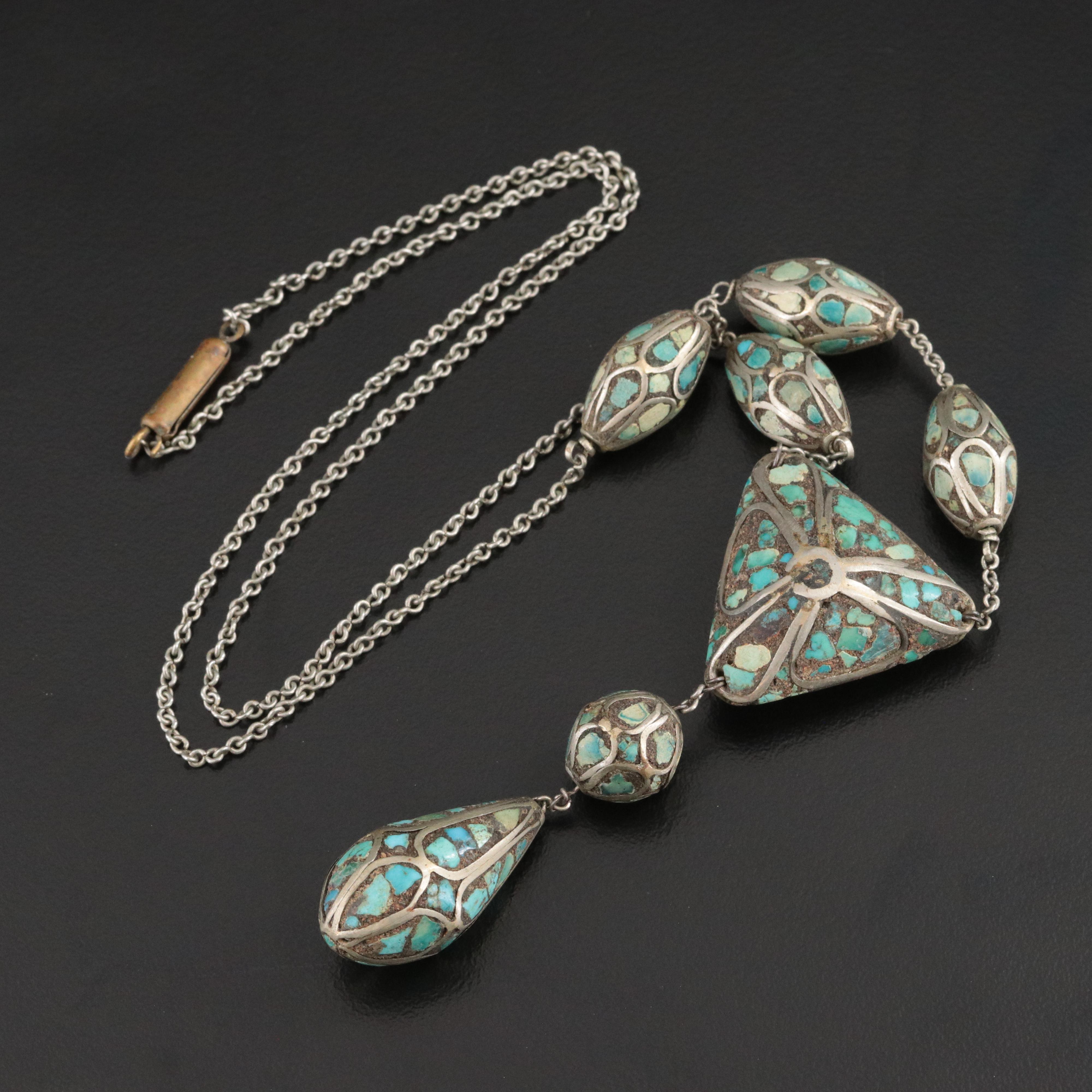 Indian Chip Stone Lariat Necklace