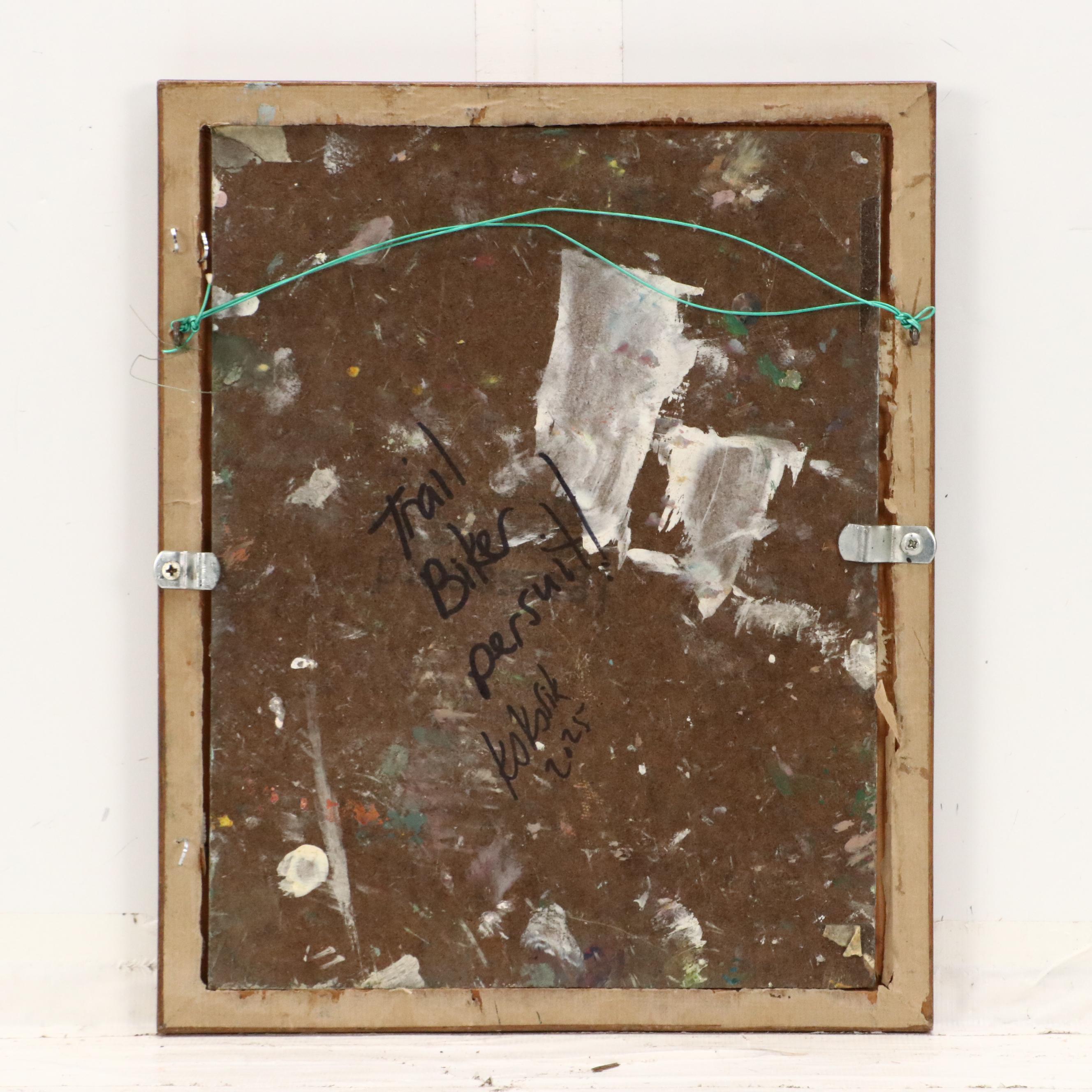 Kevin A. Kasik Oil Painting "Trail Biker Persuit!," 2025