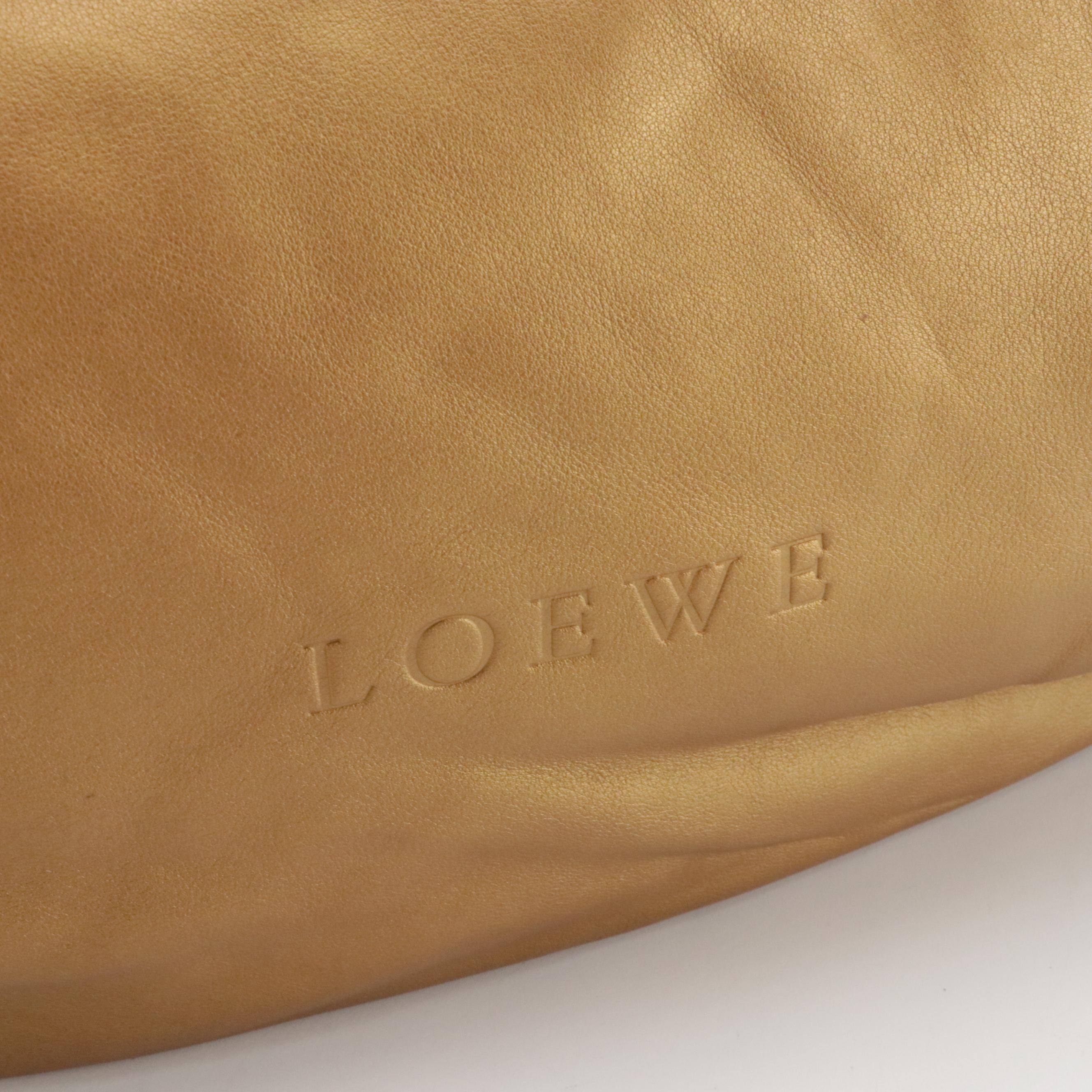 Loewe Large Fiesta Two-Way Bag in Golden Metallic Calfskin Leather
