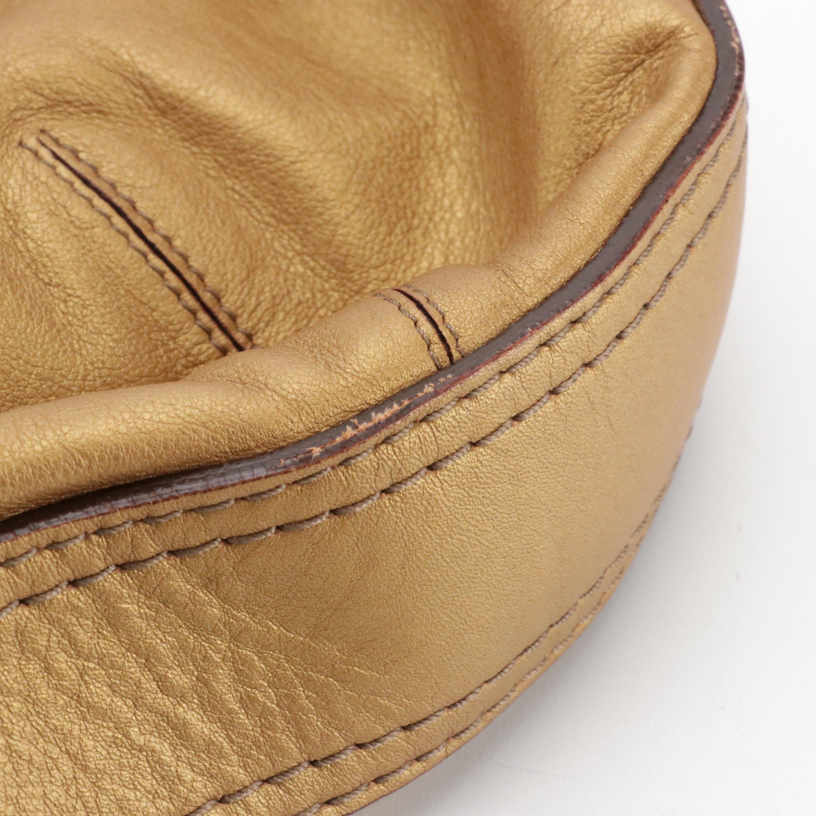 Loewe Large Fiesta Two-Way Bag in Golden Metallic Calfskin Leather