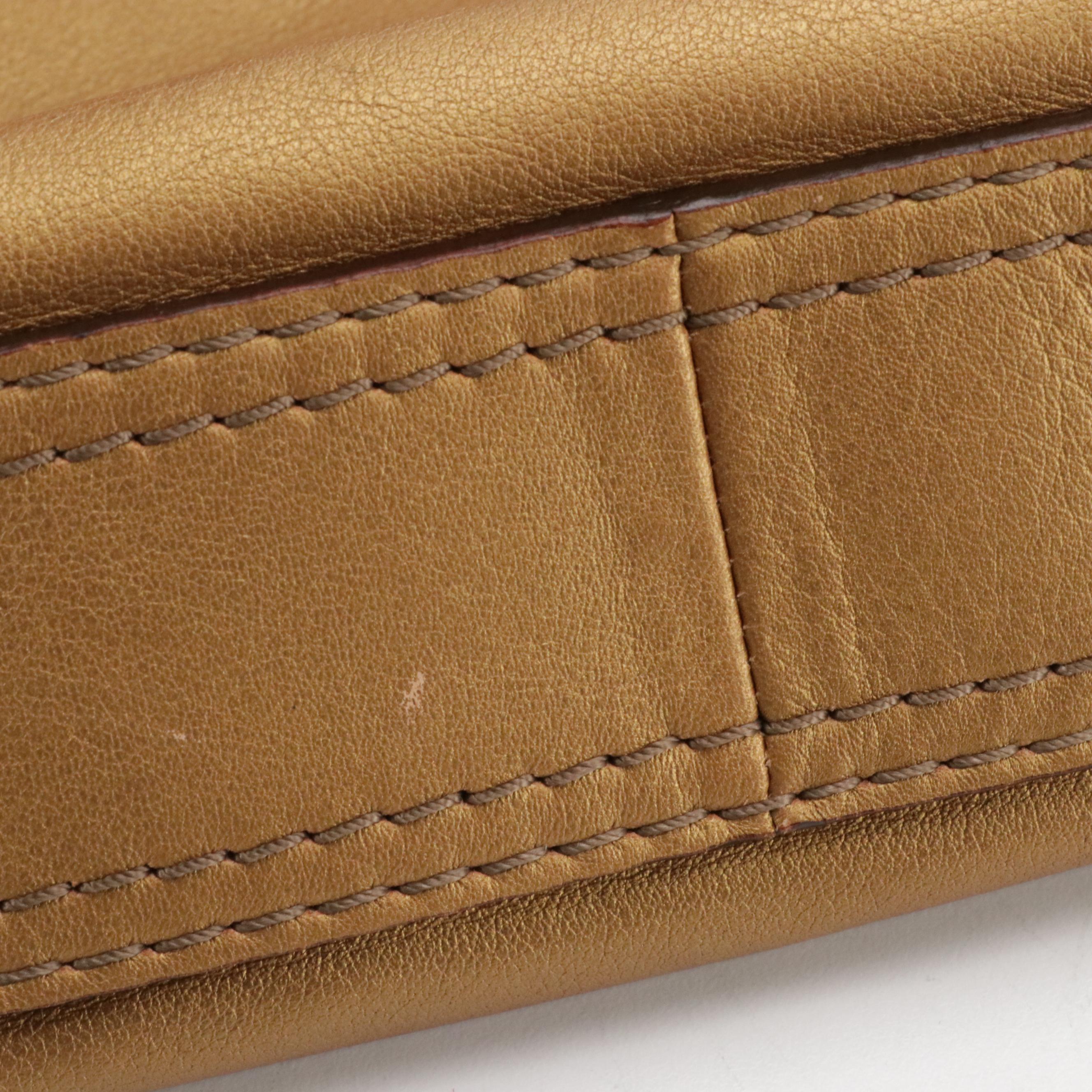 Loewe Large Fiesta Two-Way Bag in Golden Metallic Calfskin Leather