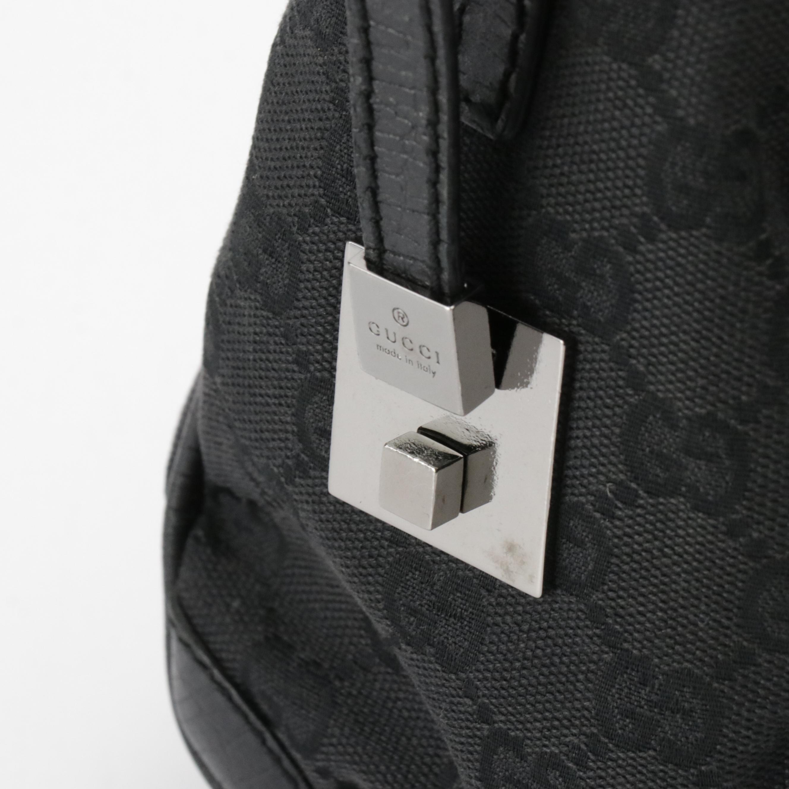 Gucci Black GG Jacquard Canvas and Leather Zip-Lock Tote
