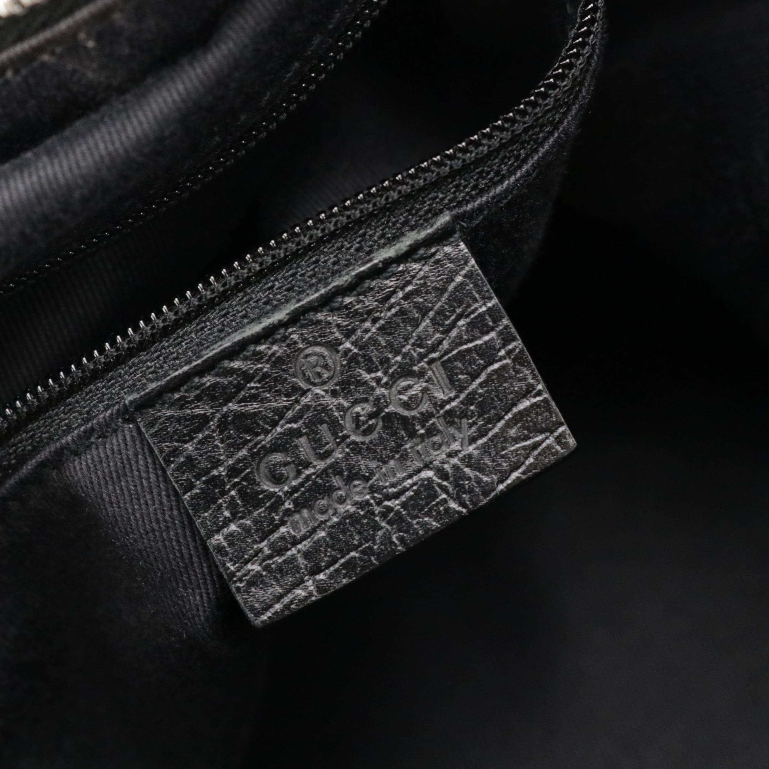Gucci Black GG Jacquard Canvas and Leather Zip-Lock Tote