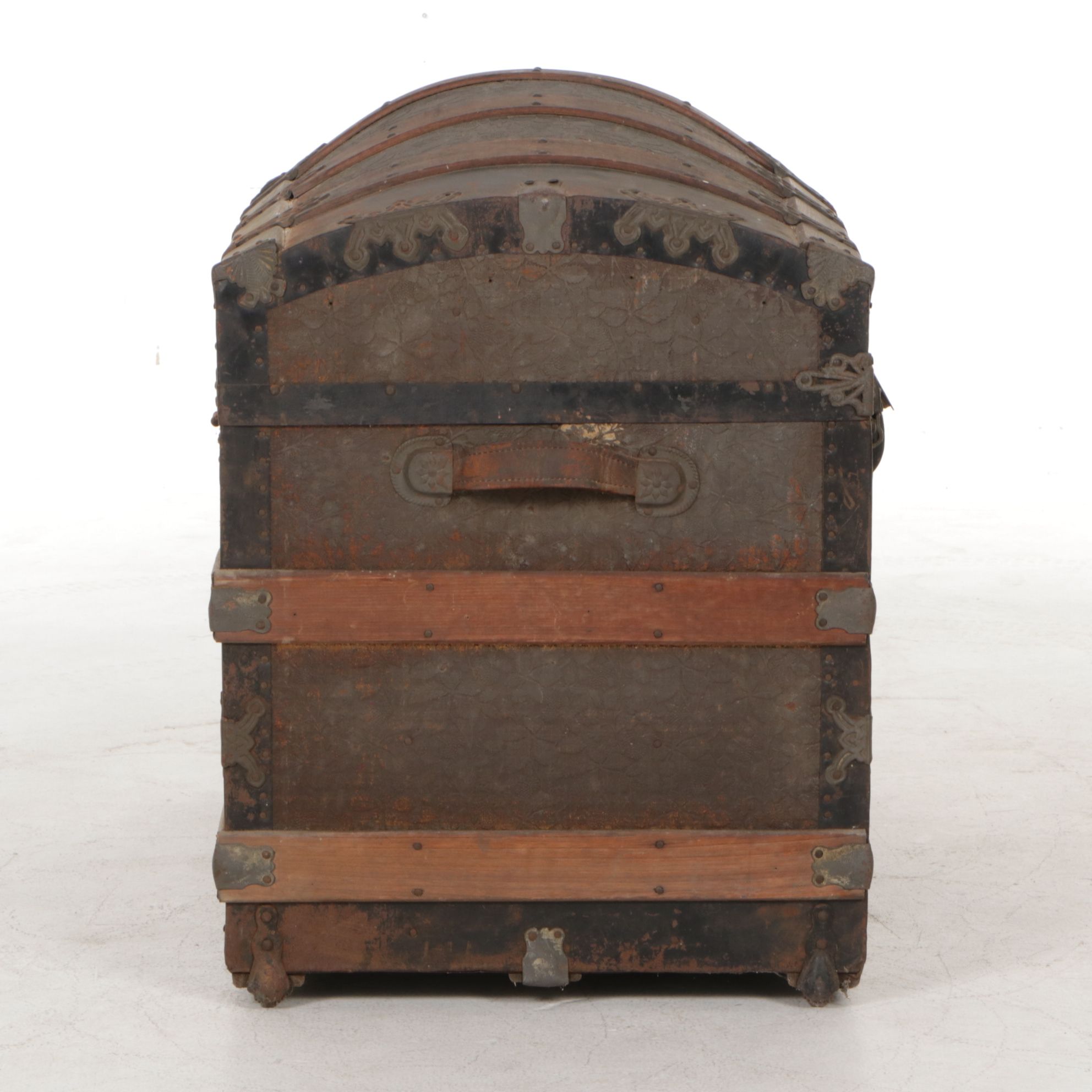 Eagle Lock Metal Clad Dome Top Steamer Trunk, Late 19th Century