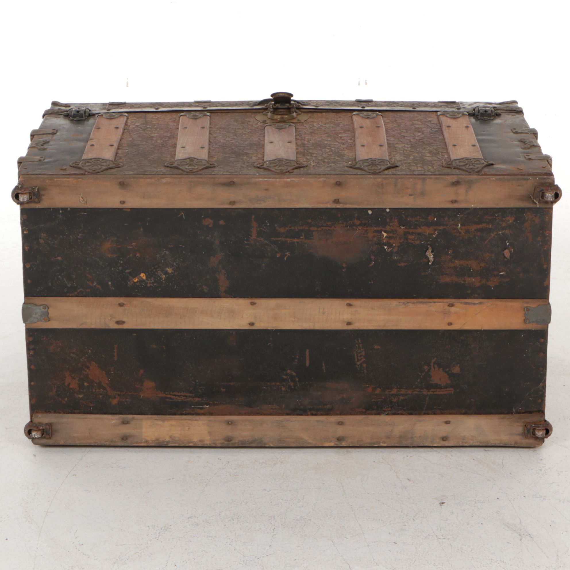 Eagle Lock Metal Clad Dome Top Steamer Trunk, Late 19th Century