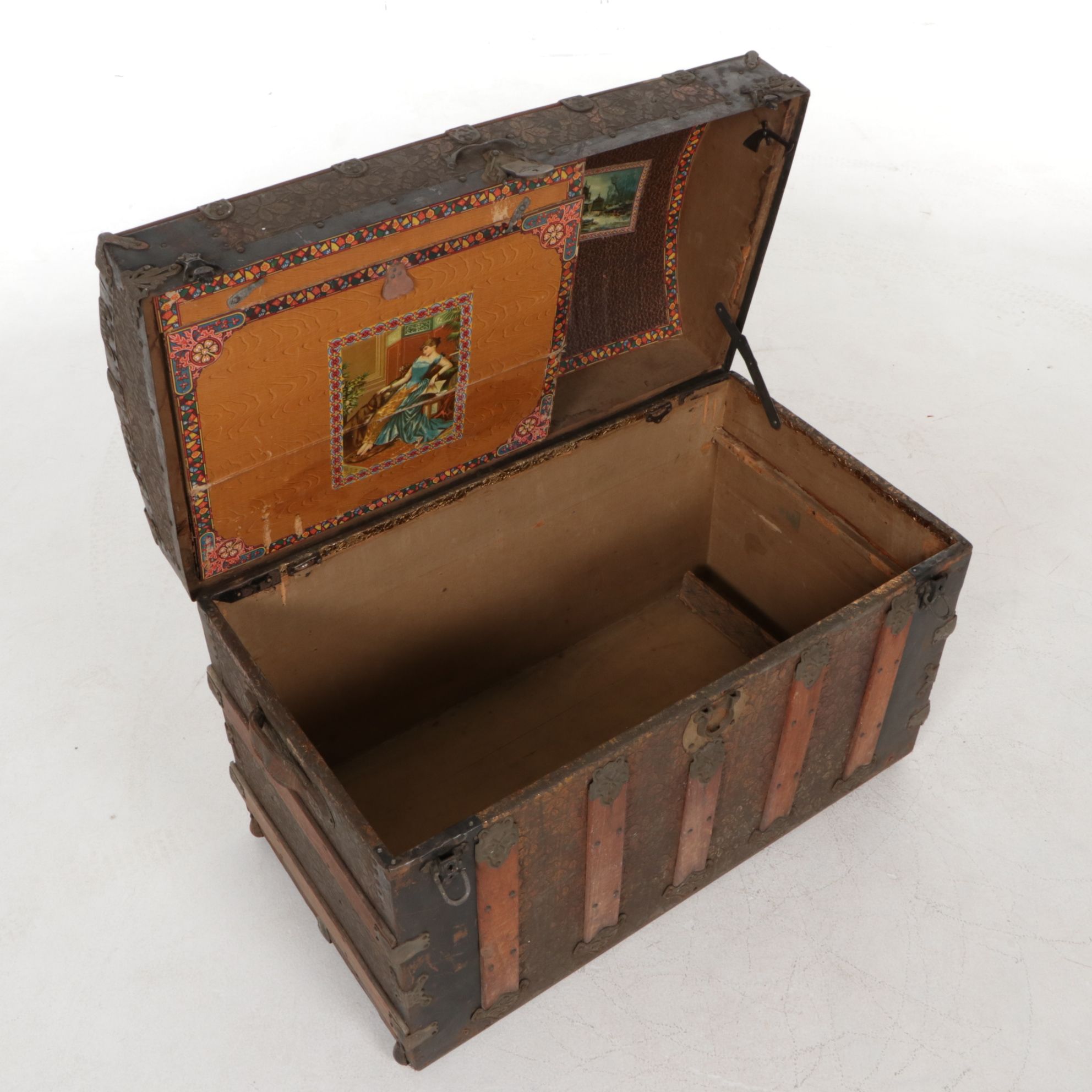 Eagle Lock Metal Clad Dome Top Steamer Trunk, Late 19th Century