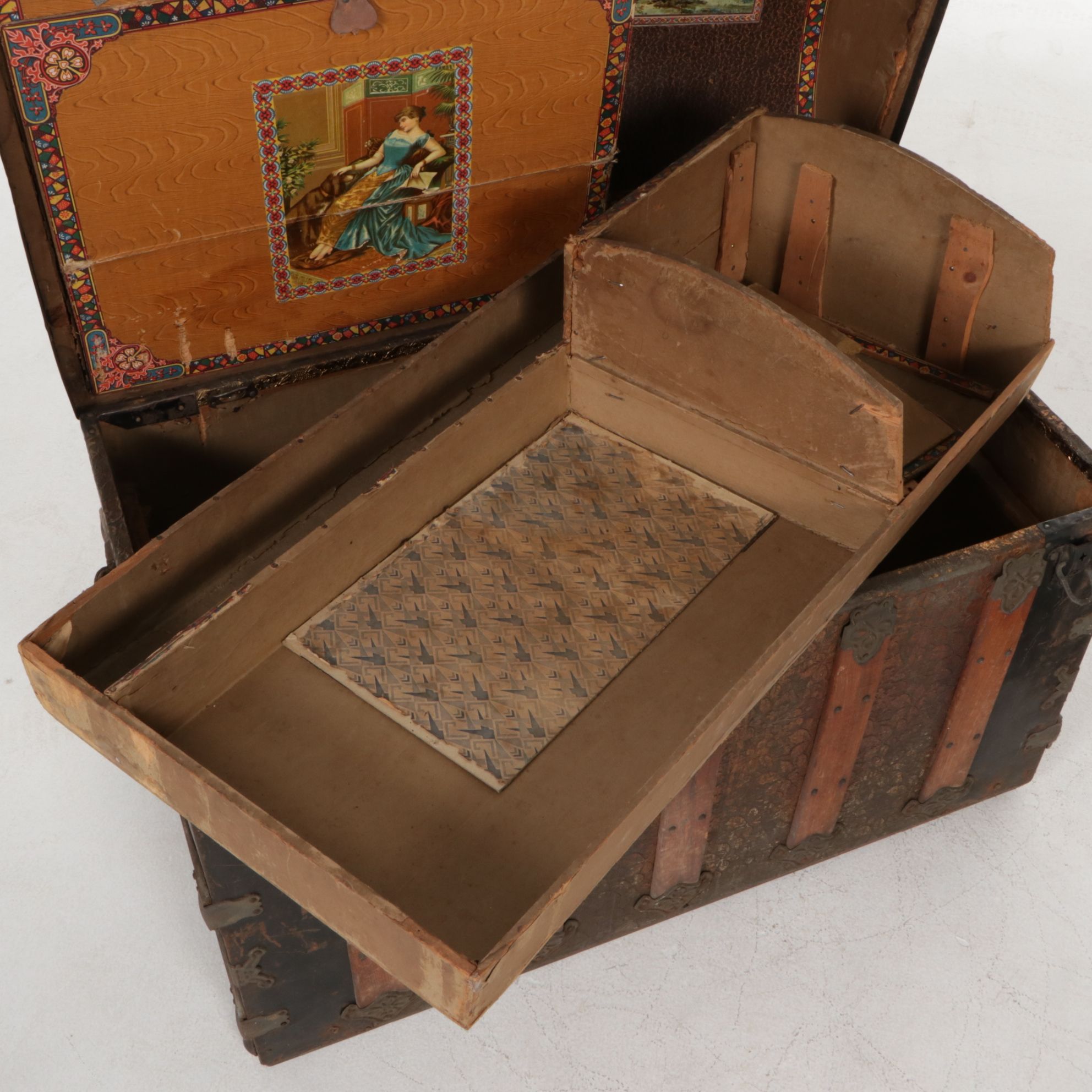 Eagle Lock Metal Clad Dome Top Steamer Trunk, Late 19th Century