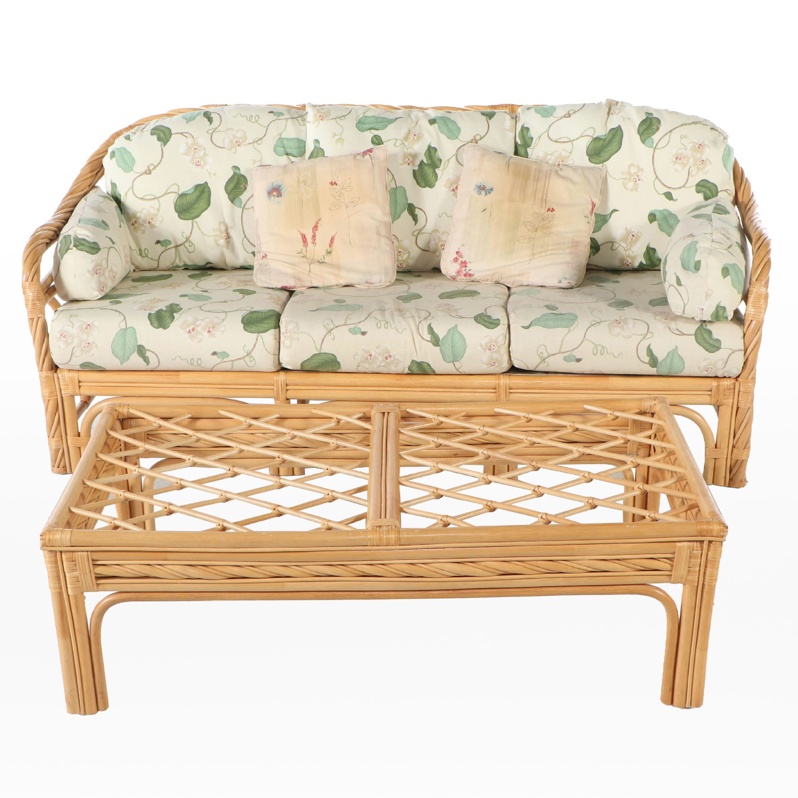 Rattan Patio Sofa and Coffee Table