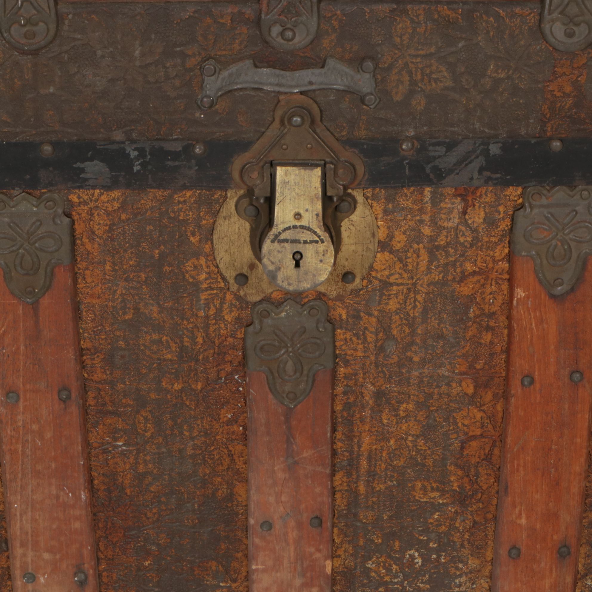 Eagle Lock Metal Clad Dome Top Steamer Trunk, Late 19th Century