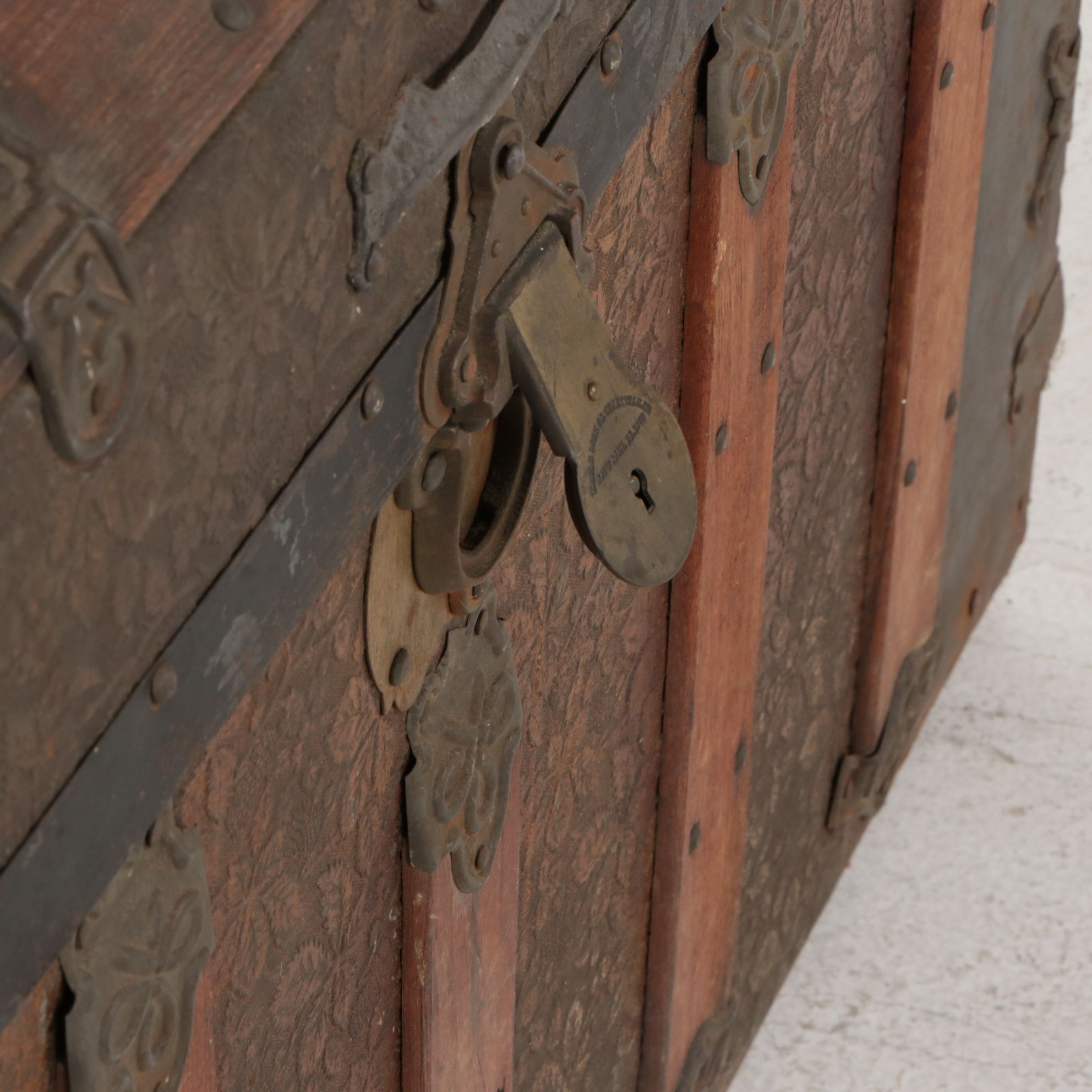 Eagle Lock Metal Clad Dome Top Steamer Trunk, Late 19th Century