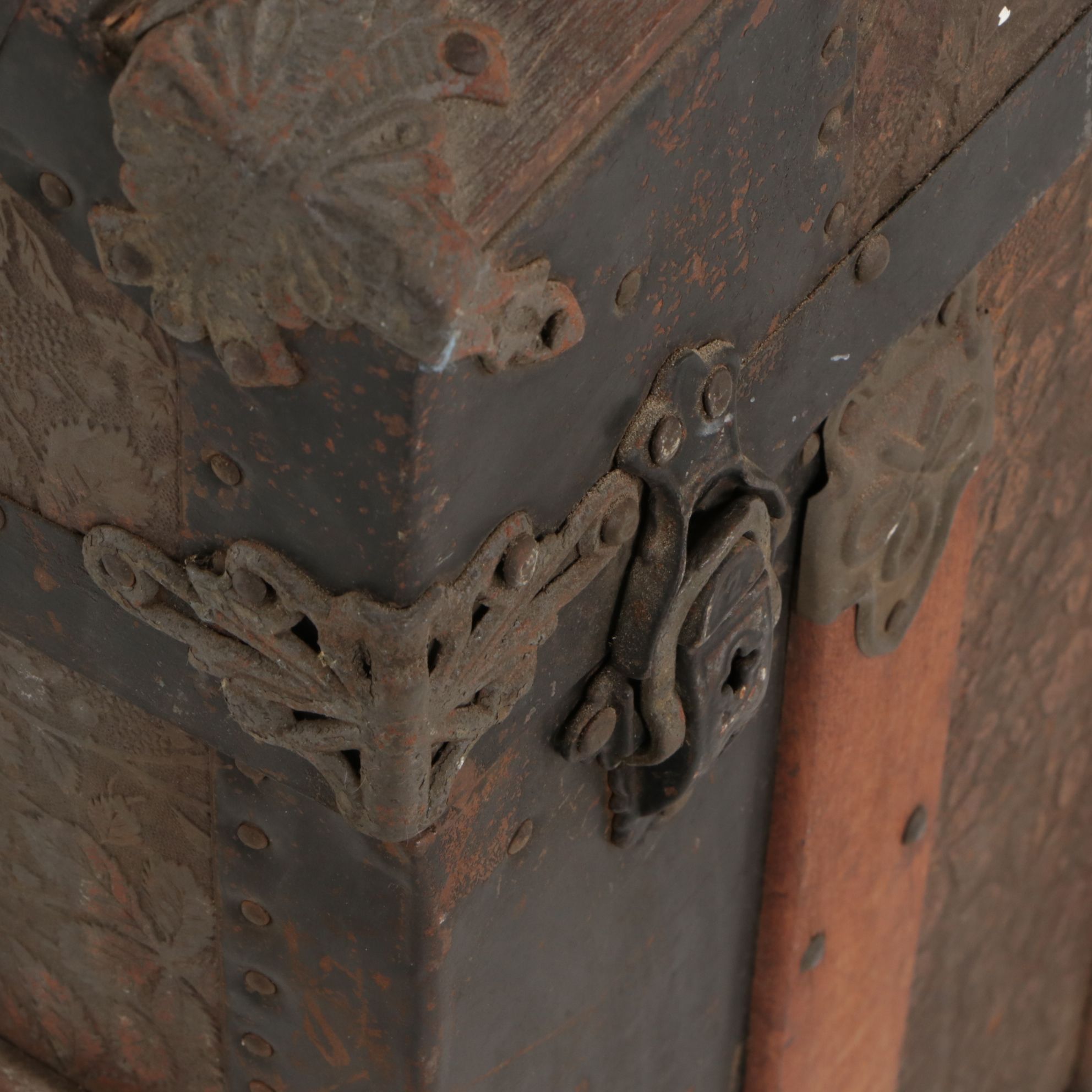Eagle Lock Metal Clad Dome Top Steamer Trunk, Late 19th Century