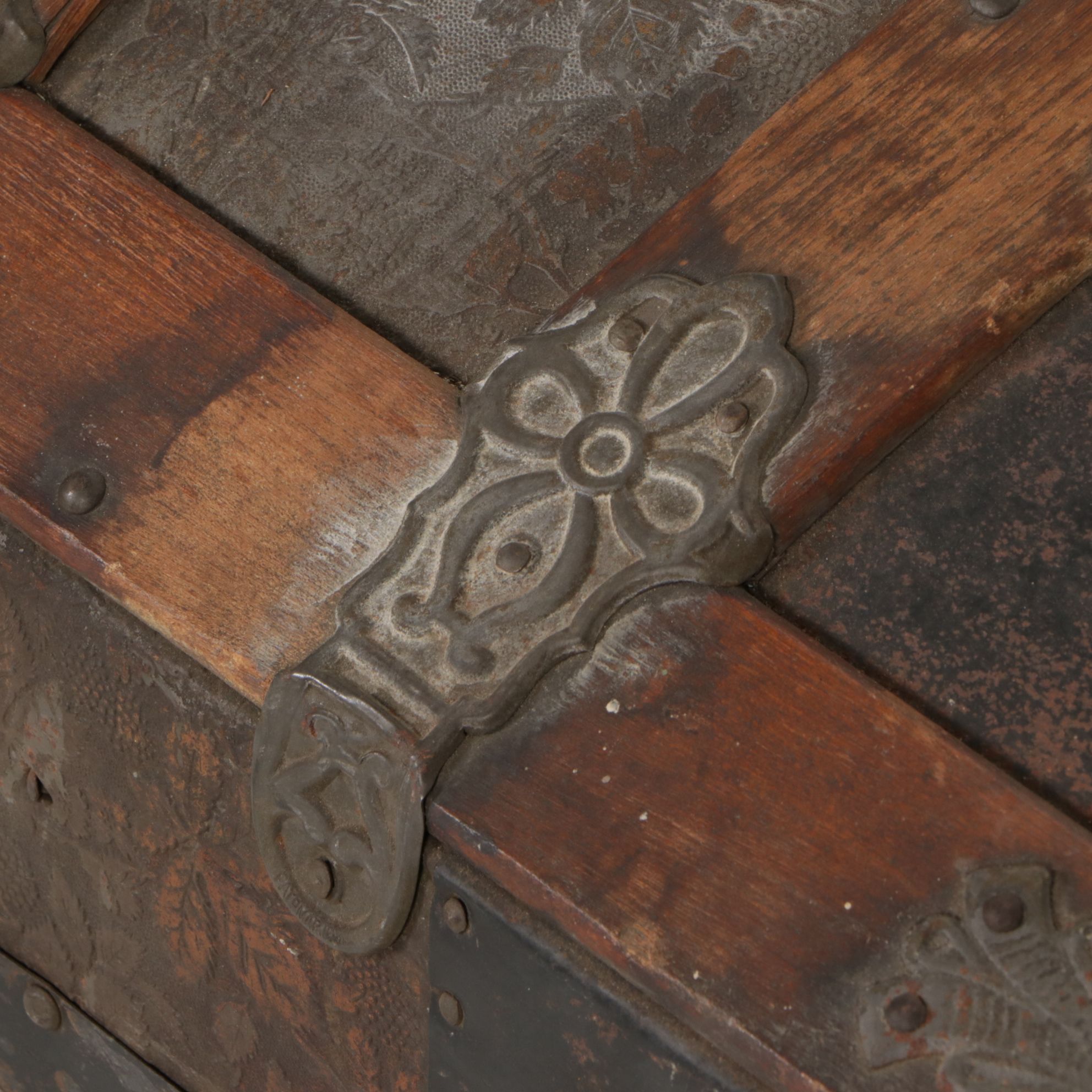 Eagle Lock Metal Clad Dome Top Steamer Trunk, Late 19th Century