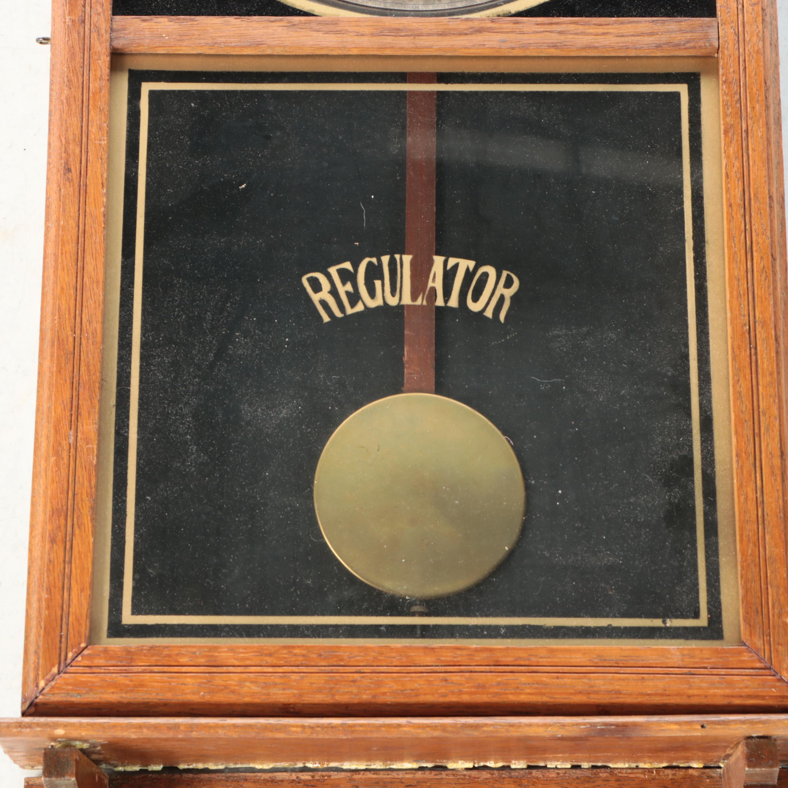 American Regulator Wood Wall Clock, Early 20th Century