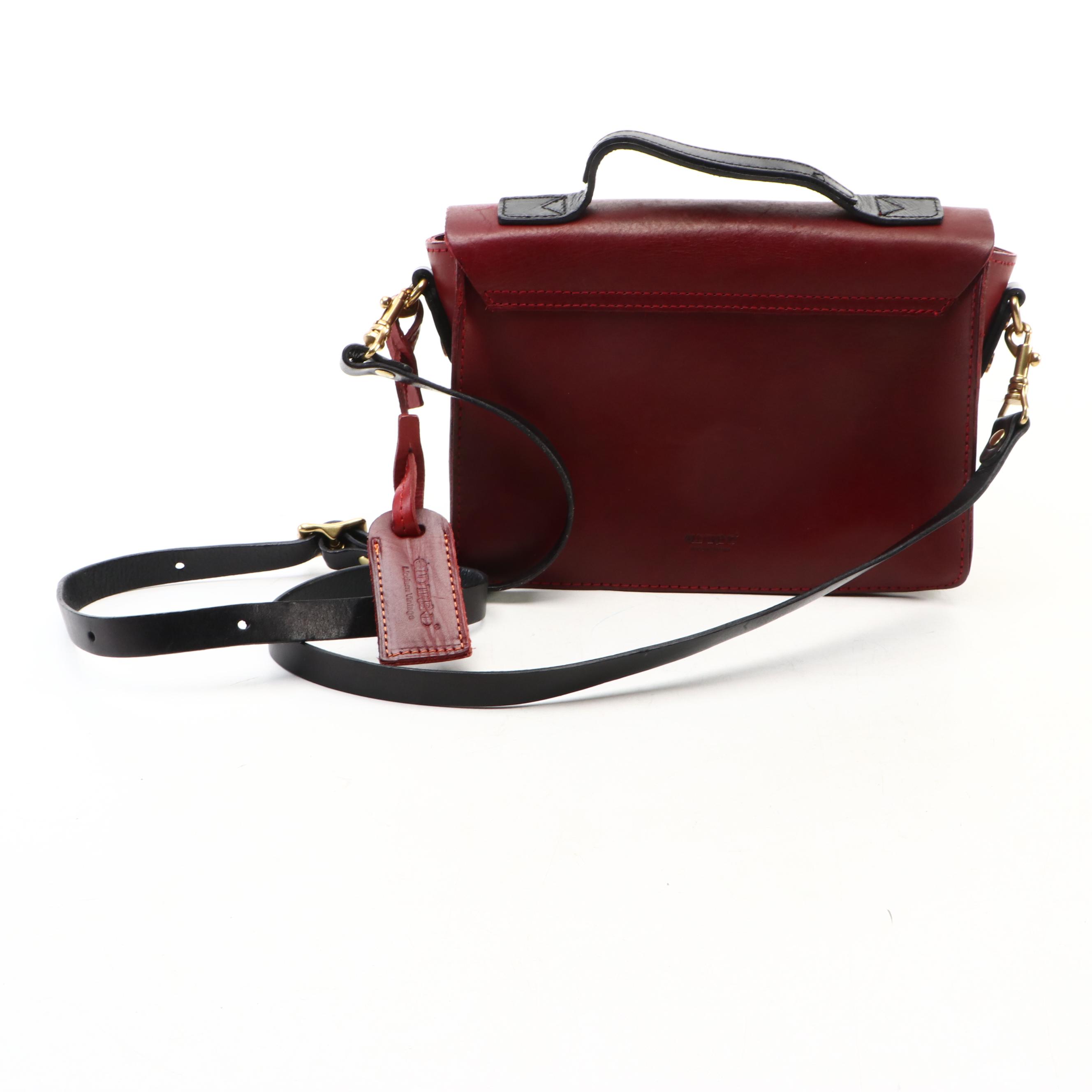 Old Trend Two-Way 'Astor Mini Satchel' in Deep Red and Black Leather