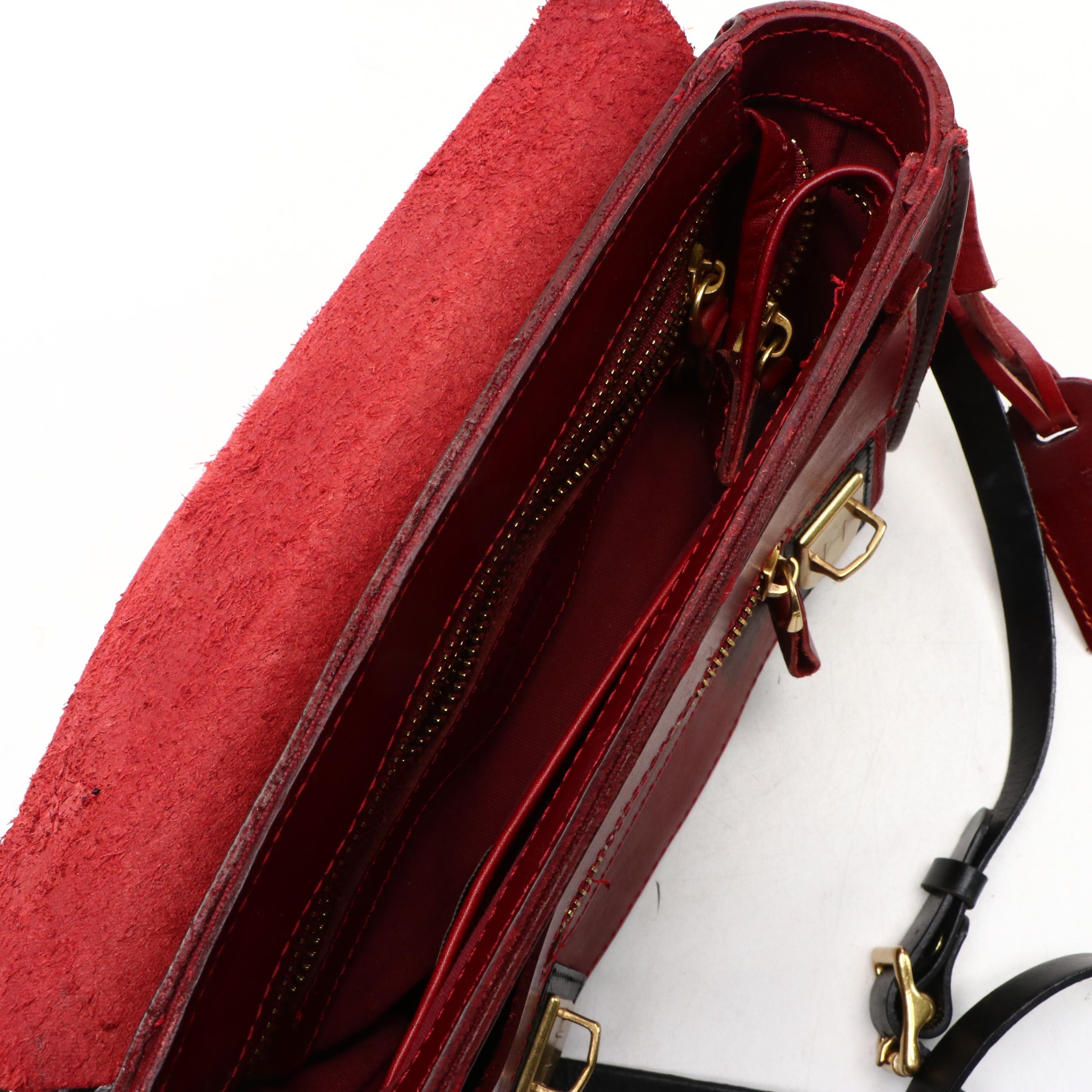 Old Trend Two-Way 'Astor Mini Satchel' in Deep Red and Black Leather