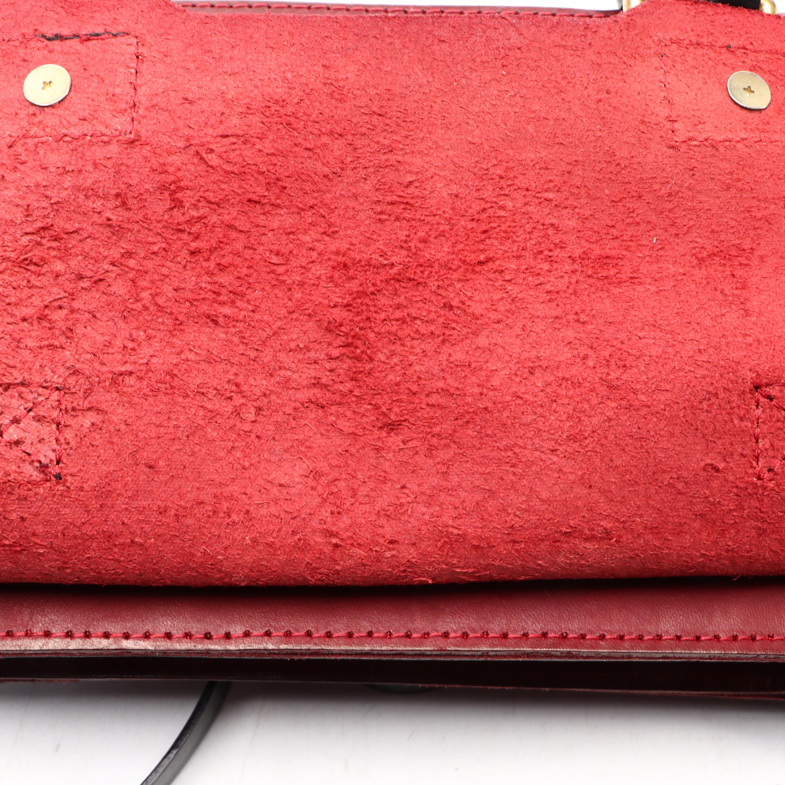 Old Trend Two-Way 'Astor Mini Satchel' in Deep Red and Black Leather