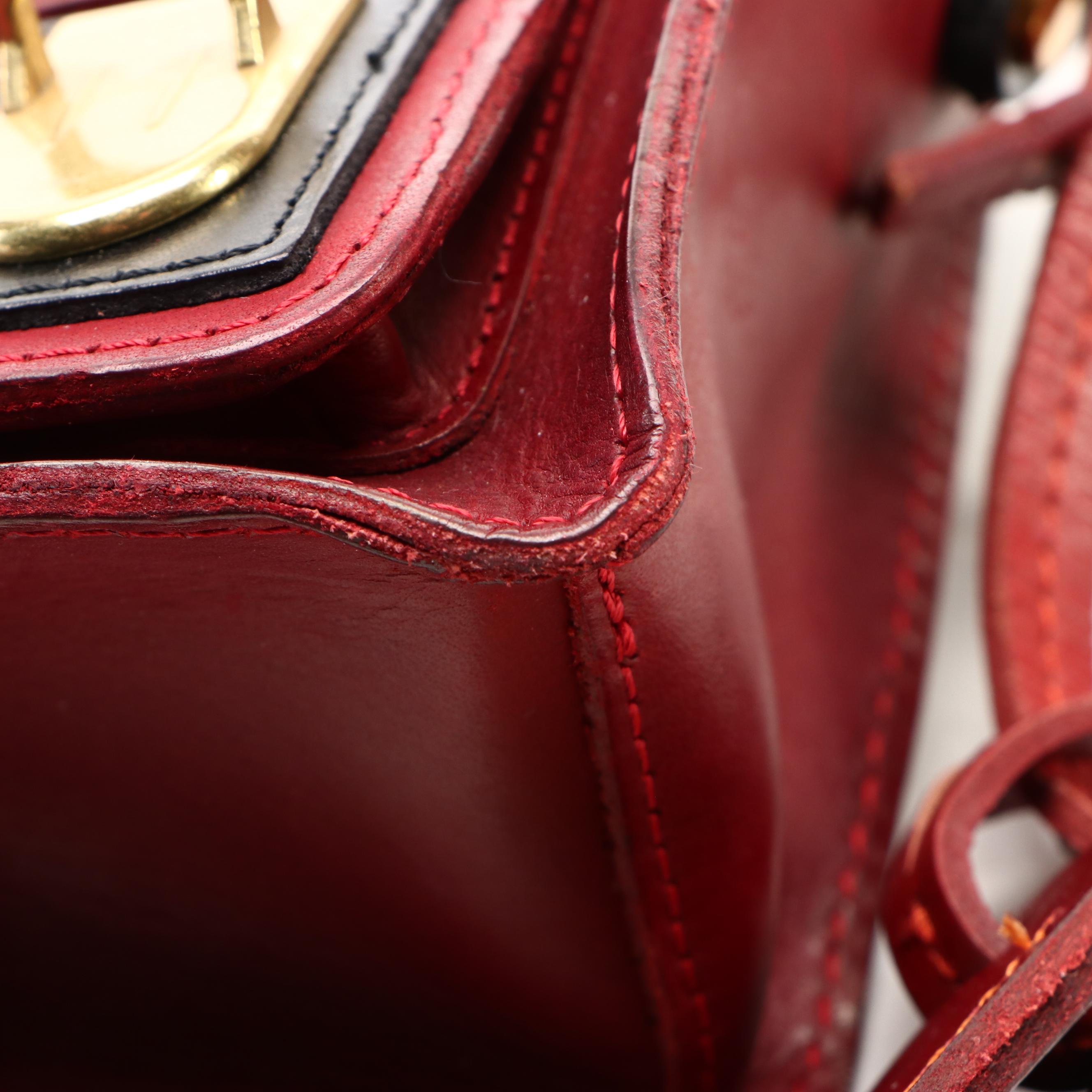 Old Trend Two-Way 'Astor Mini Satchel' in Deep Red and Black Leather