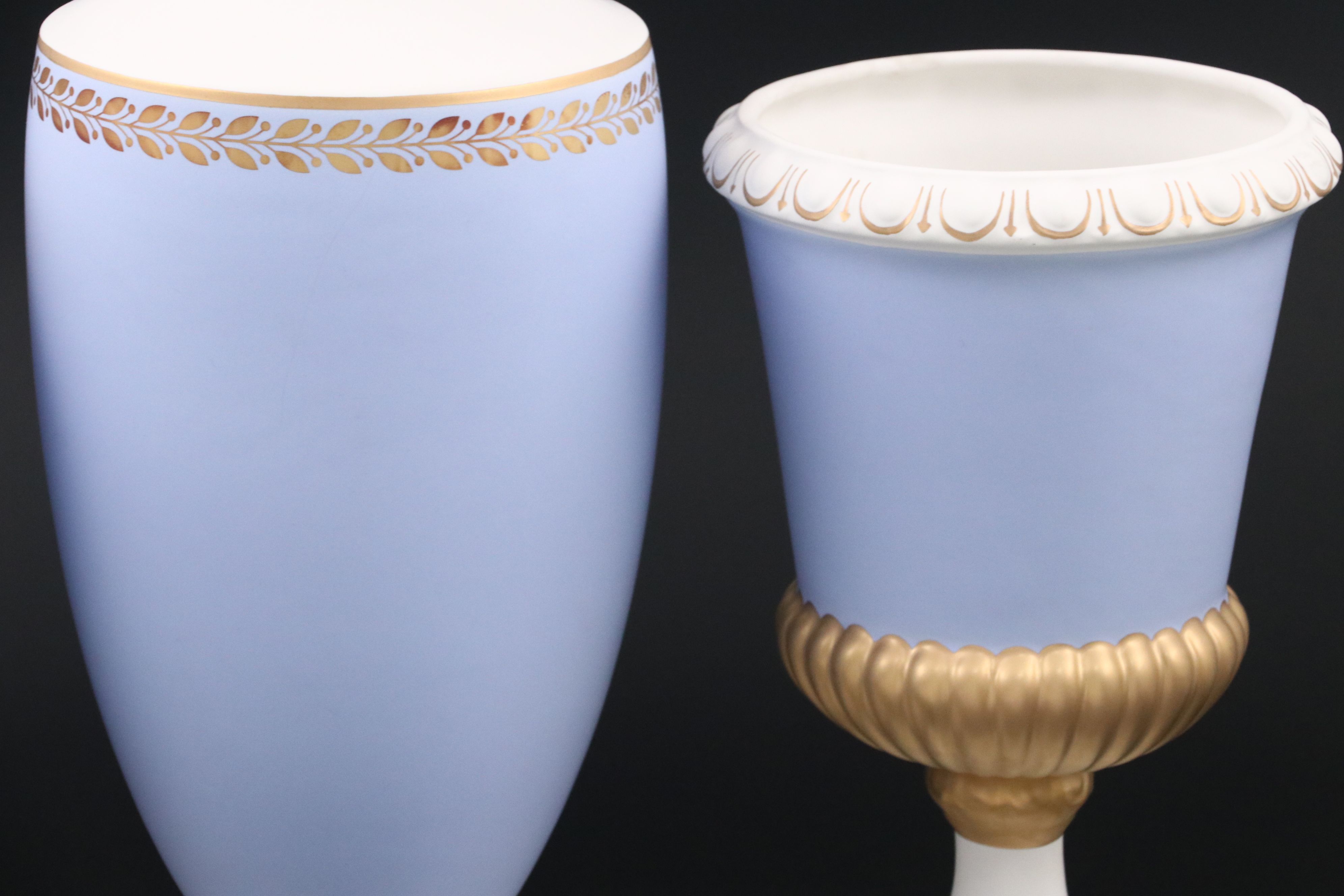 Ahura Italian Neoclassical Style Gilt Ceramic Urn and Footed Jars