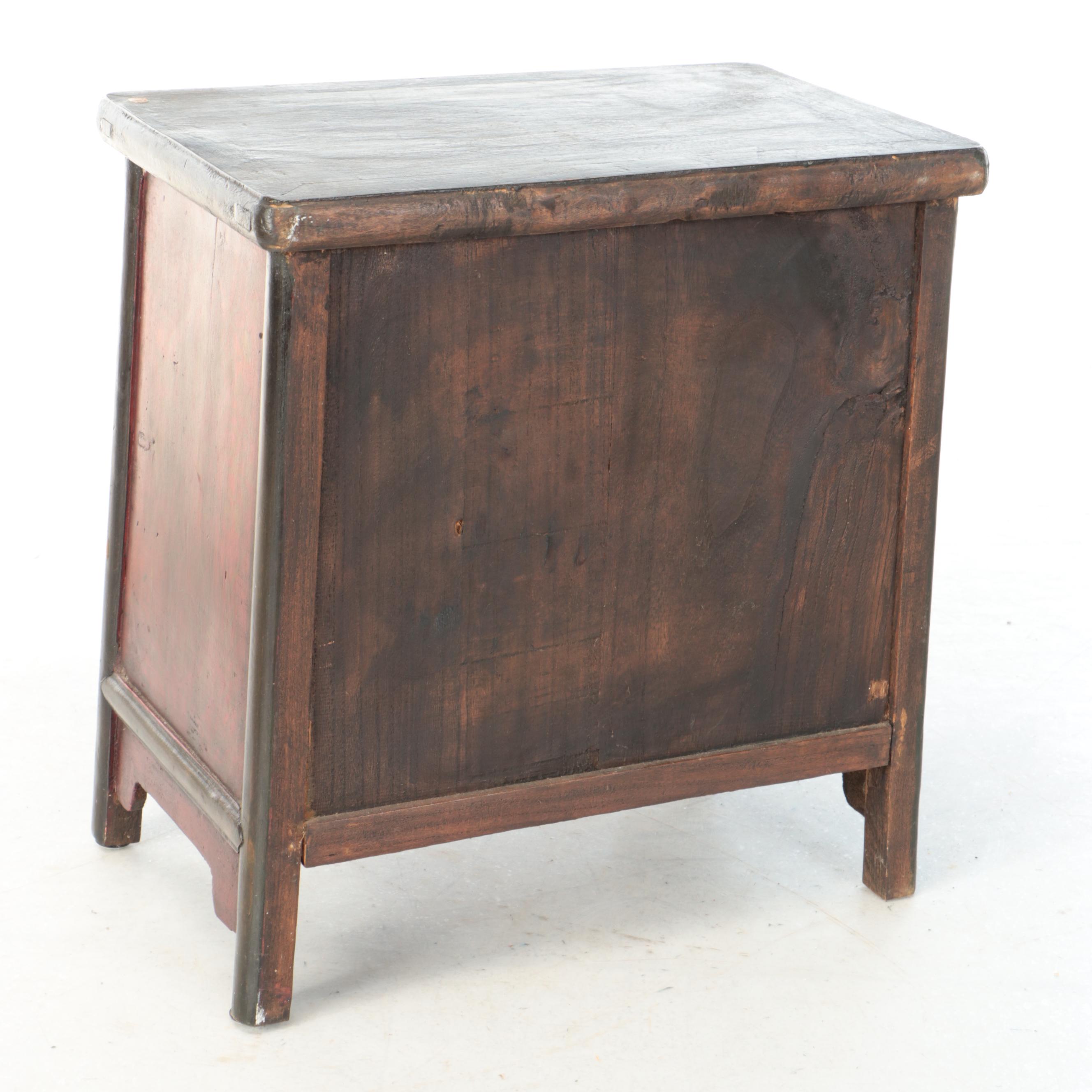 Chinese Wood Cabinet with Dragon Motif Doors