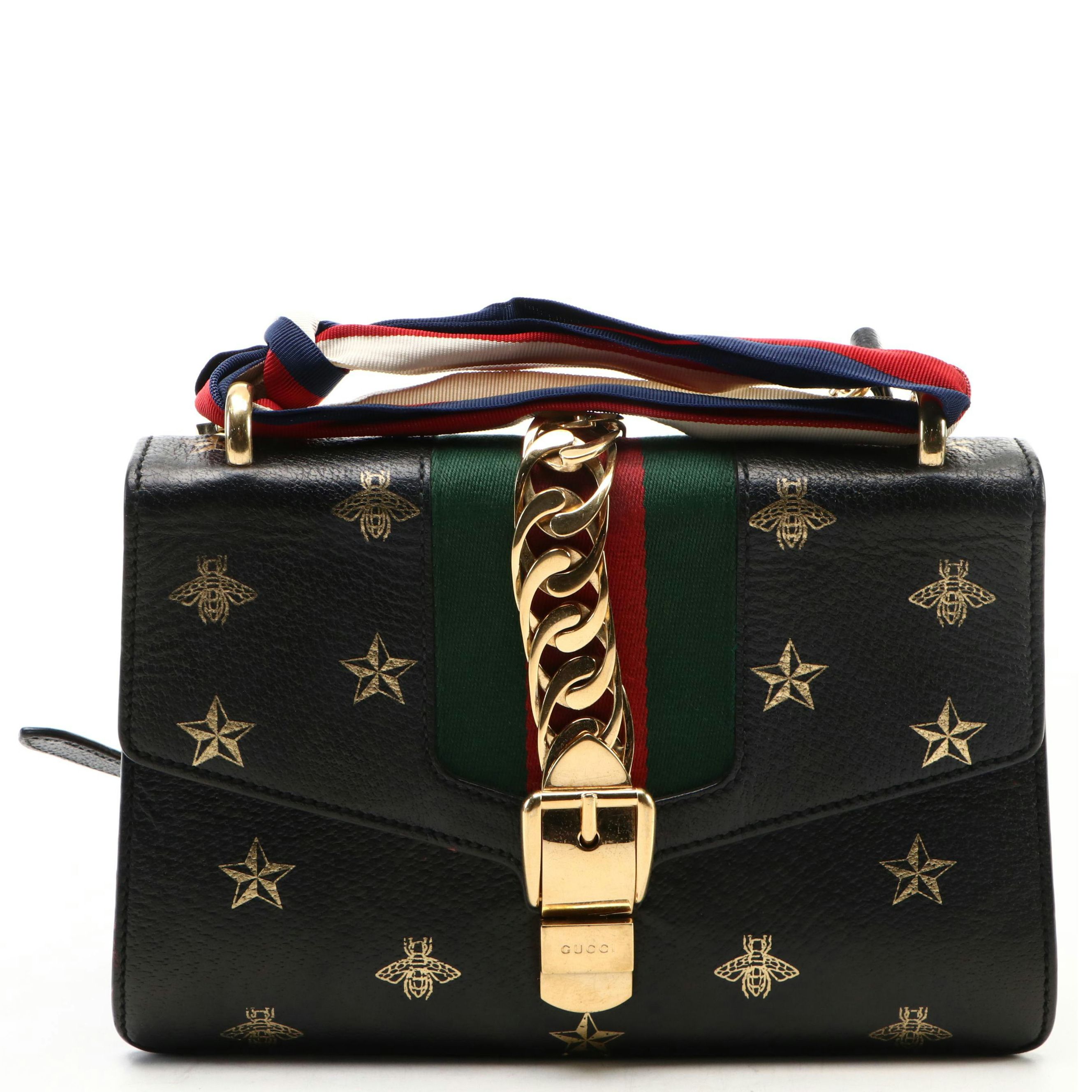 Gucci Bee Star Calfskin Leather Sylvie Two-Way Bag